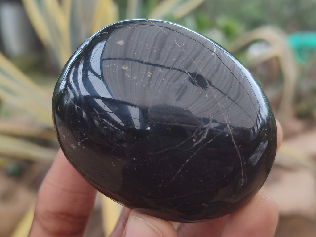 Polished Black Tourmaline Palm Stones x 12 From Madagascar - Toprock Gemstones and Minerals 