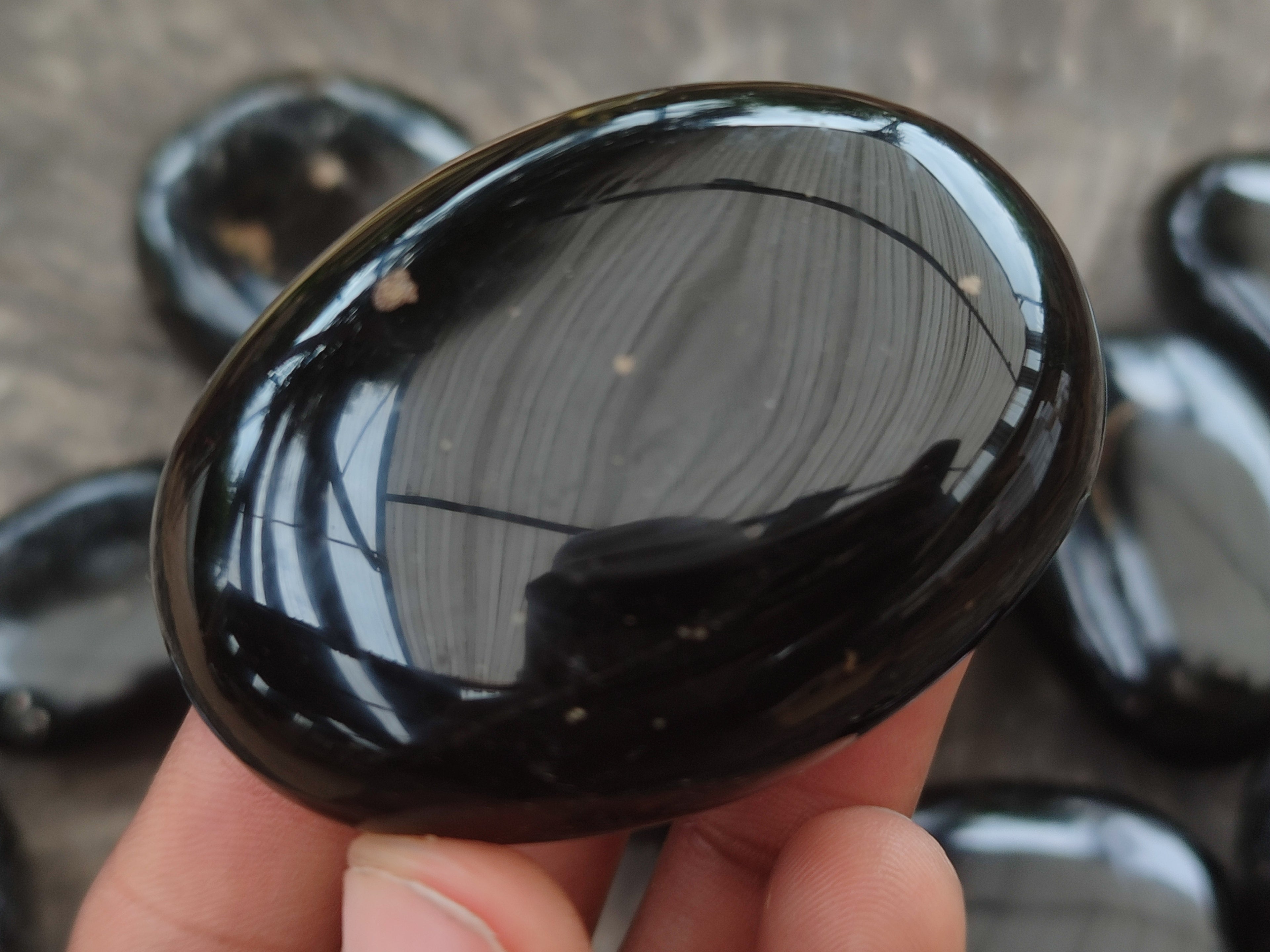Polished Black Tourmaline Palm Stones x 12 From Madagascar - Toprock Gemstones and Minerals 