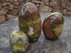 Polished Green Opal Standing Free Forms x 3 From Antsirabe, Madagascar - Toprock Gemstones and Minerals 