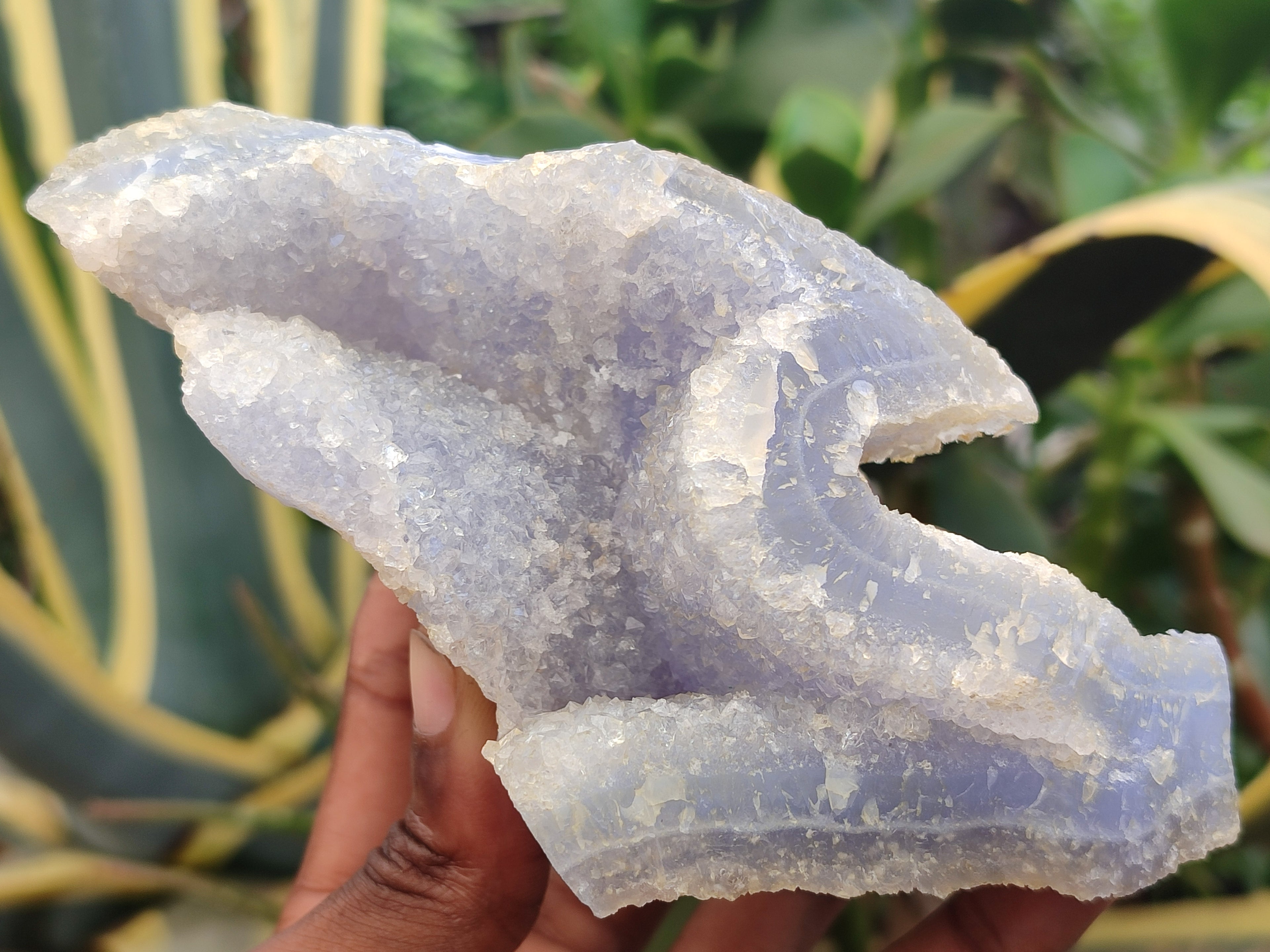 Natural Etched Blue Chalcedony Specimens x 3 From Nsanje, Malawi - Toprock Gemstones and Minerals 
