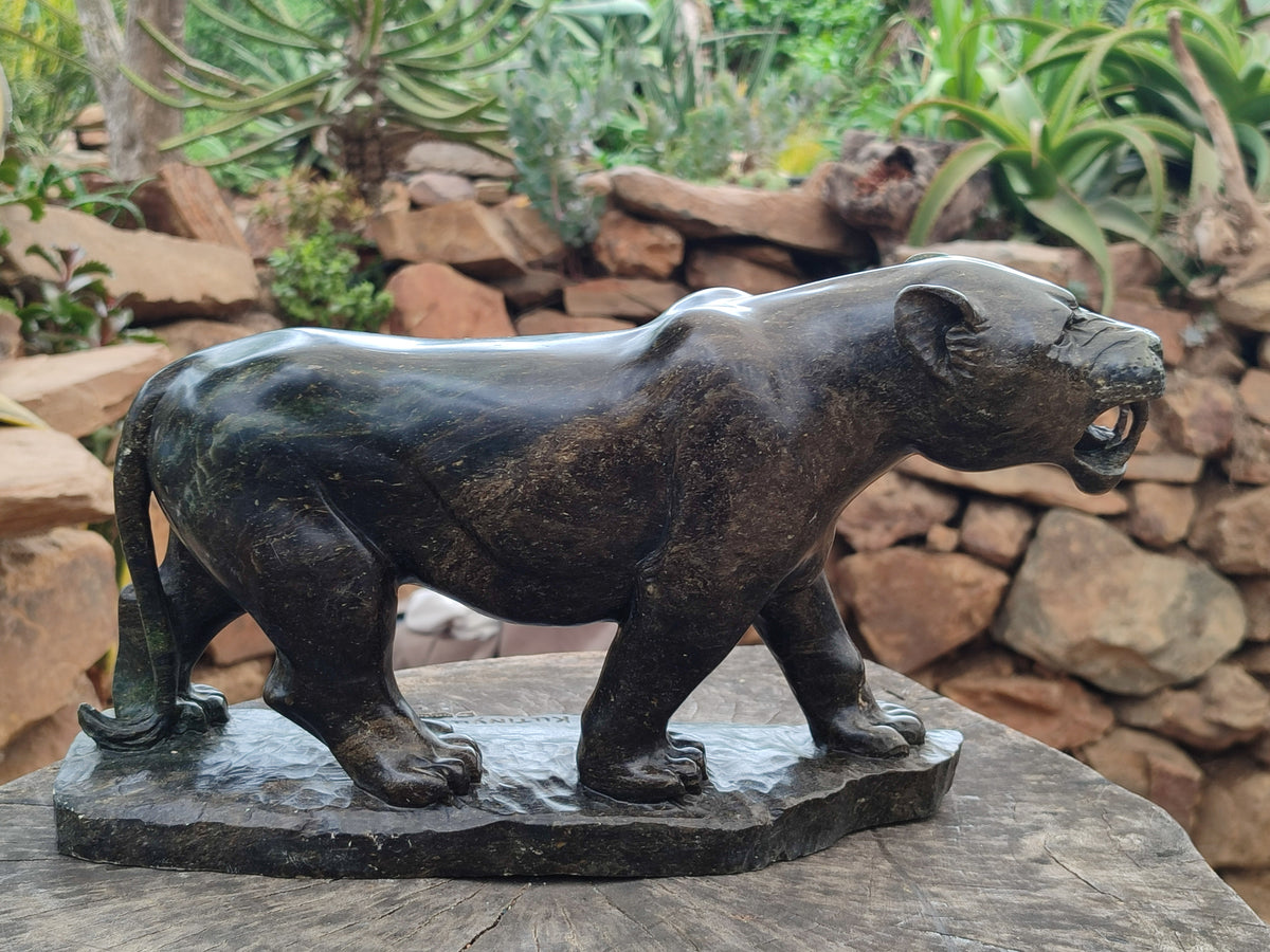 Hand Made Green Verdite Lioness Carving x 1 From Zimbabwe - Toprock Gemstones and Minerals 