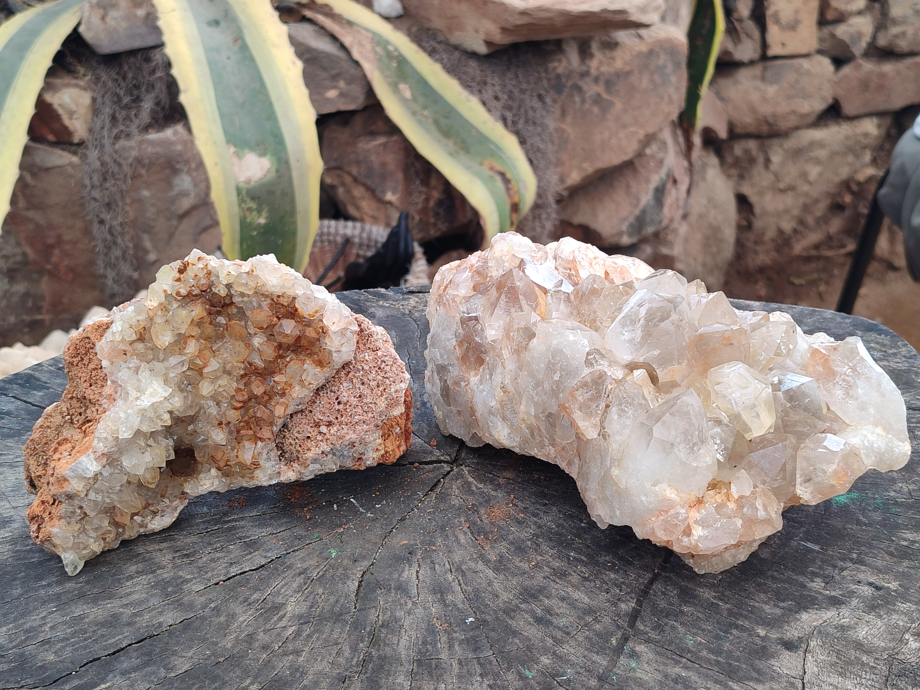 Natural Limonite Quartz Clusters x 2 From Solwezi, Zambia - Toprock Gemstones and Minerals 