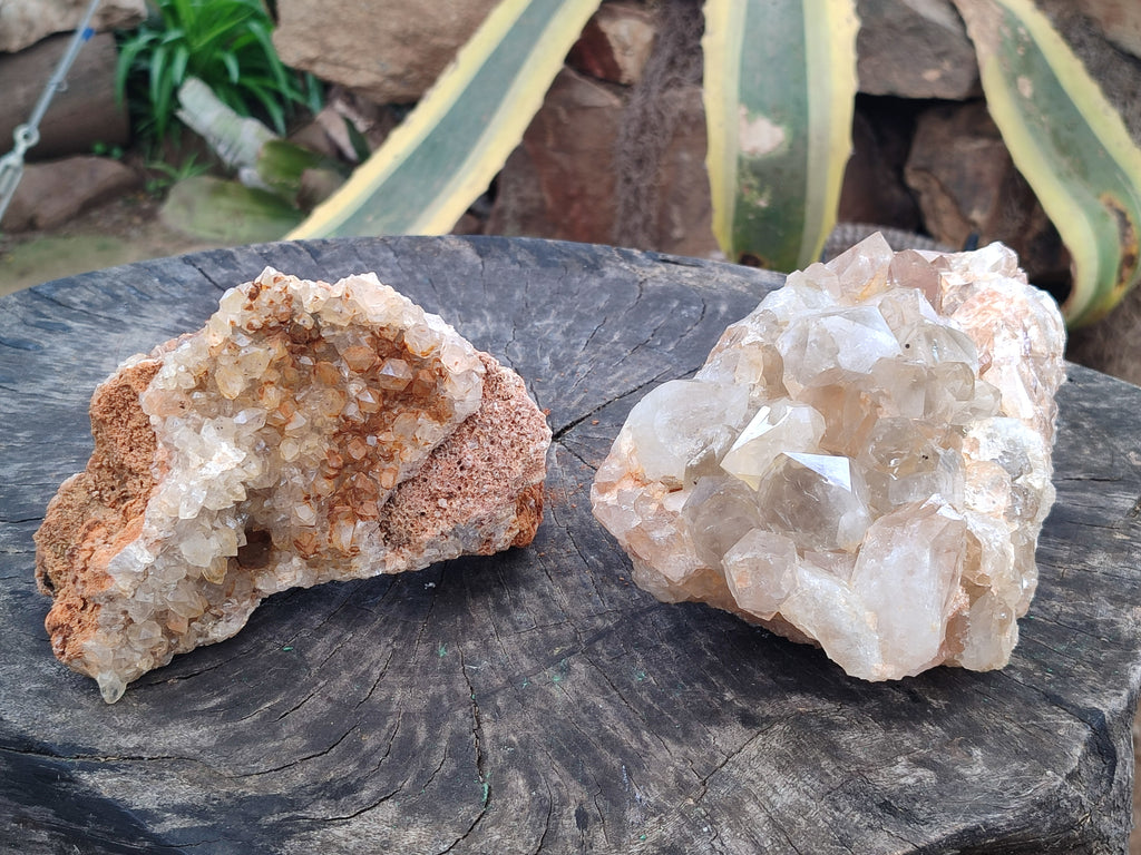 Natural Limonite Quartz Clusters x 2 From Solwezi, Zambia - Toprock Gemstones and Minerals 