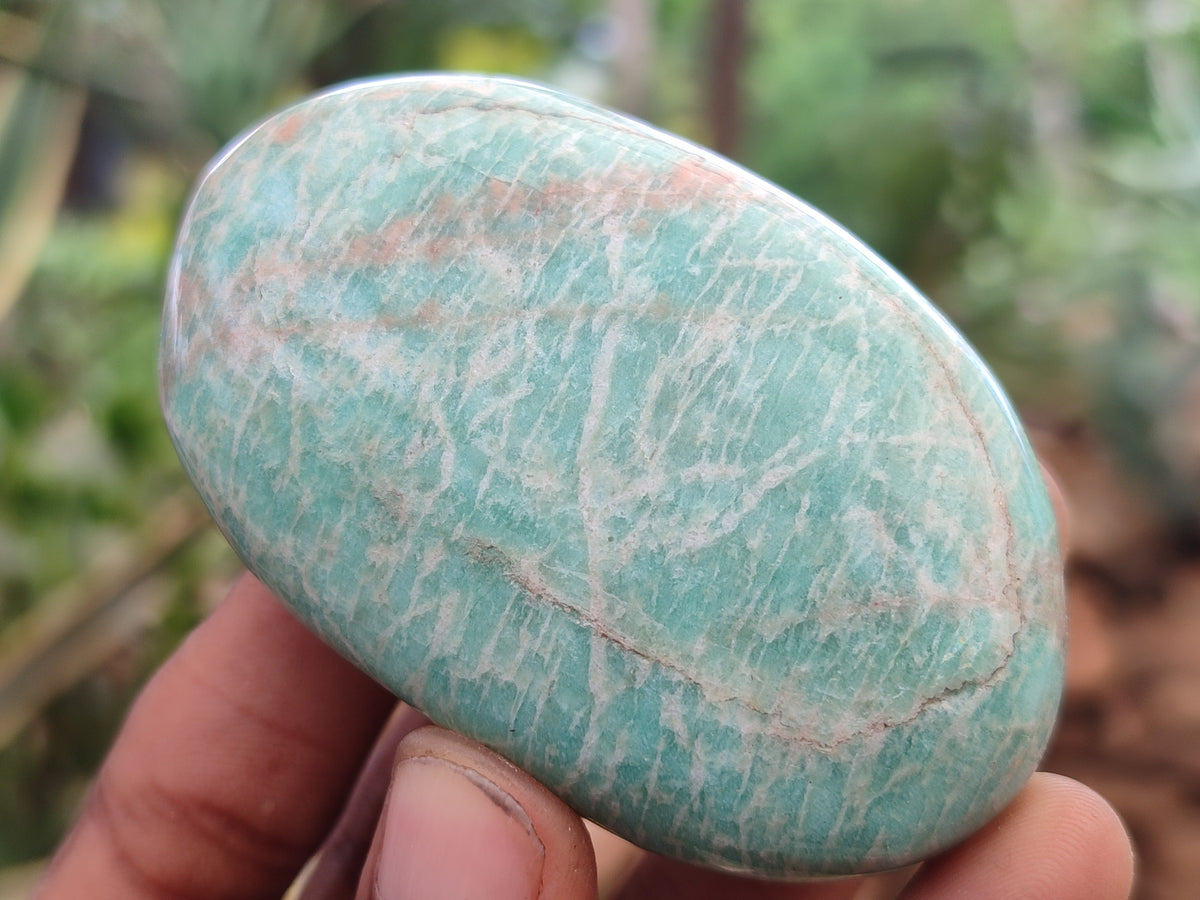 Polished Amazonite Palm Stones x 24 from Zimbabwe - Toprock Gemstones and Minerals 