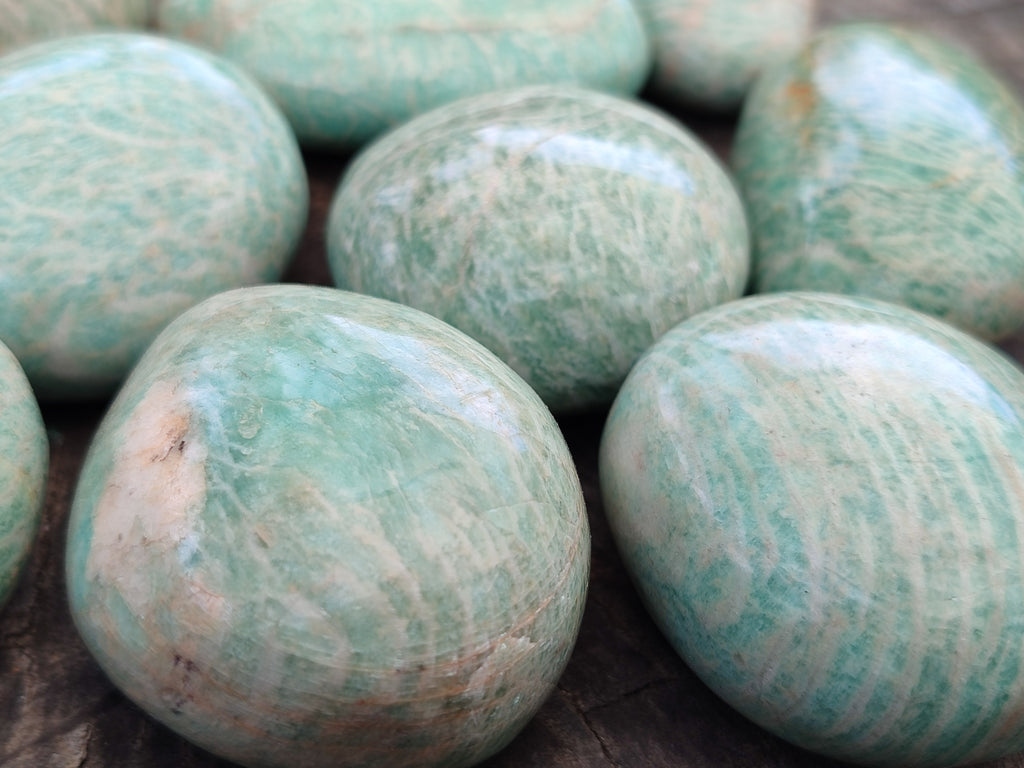 Polished Amazonite Palm Stones x 24 from Zimbabwe - Toprock Gemstones and Minerals 