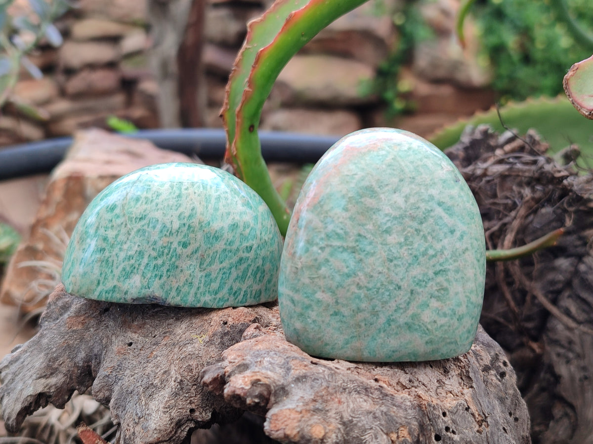 Polished Amazonite Palm Stones x 24 from Zimbabwe - Toprock Gemstones and Minerals 