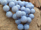 Polished Namibian Blue Lace Agate Ball Shaped 16mm Bead Necklace - Sold per Item- From Namibia - Toprock Gemstones and Minerals 