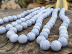Polished Namibian Blue Lace Agate Ball Shaped 16mm Bead Necklace - Sold per Item- From Namibia - Toprock Gemstones and Minerals 