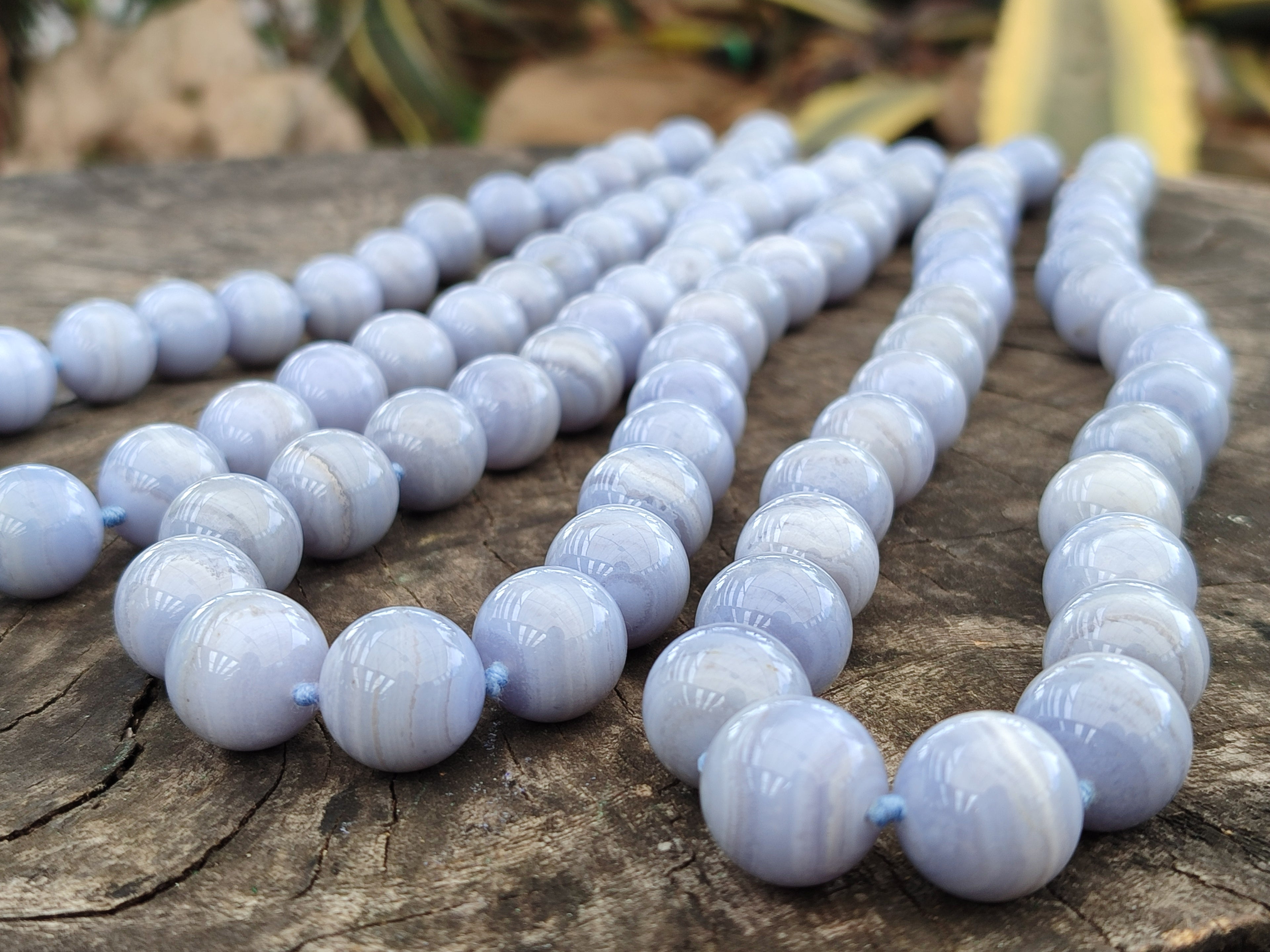 Polished Namibian Blue Lace Agate Ball Shaped 16mm Bead Necklace - Sold per Item- From Namibia - Toprock Gemstones and Minerals 