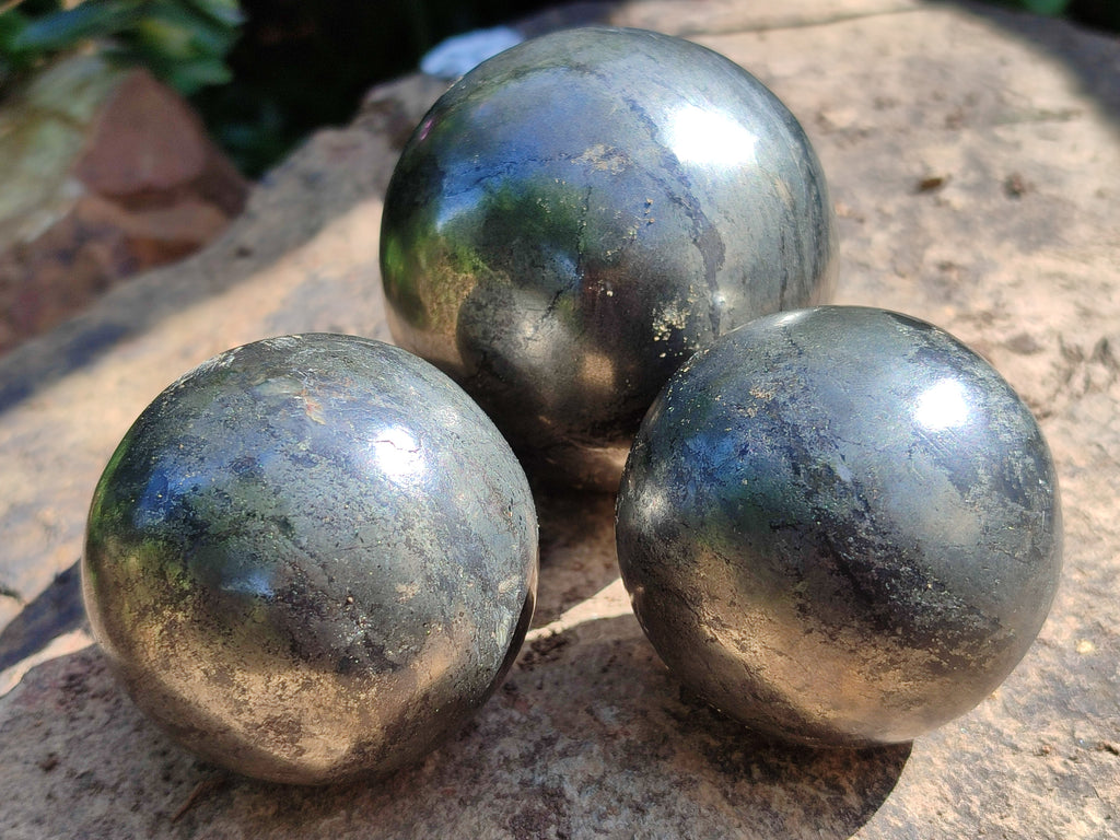 Polished Pharaoh Stone Spheres x 3 From Zimbabwe - Toprock Gemstones and Minerals 