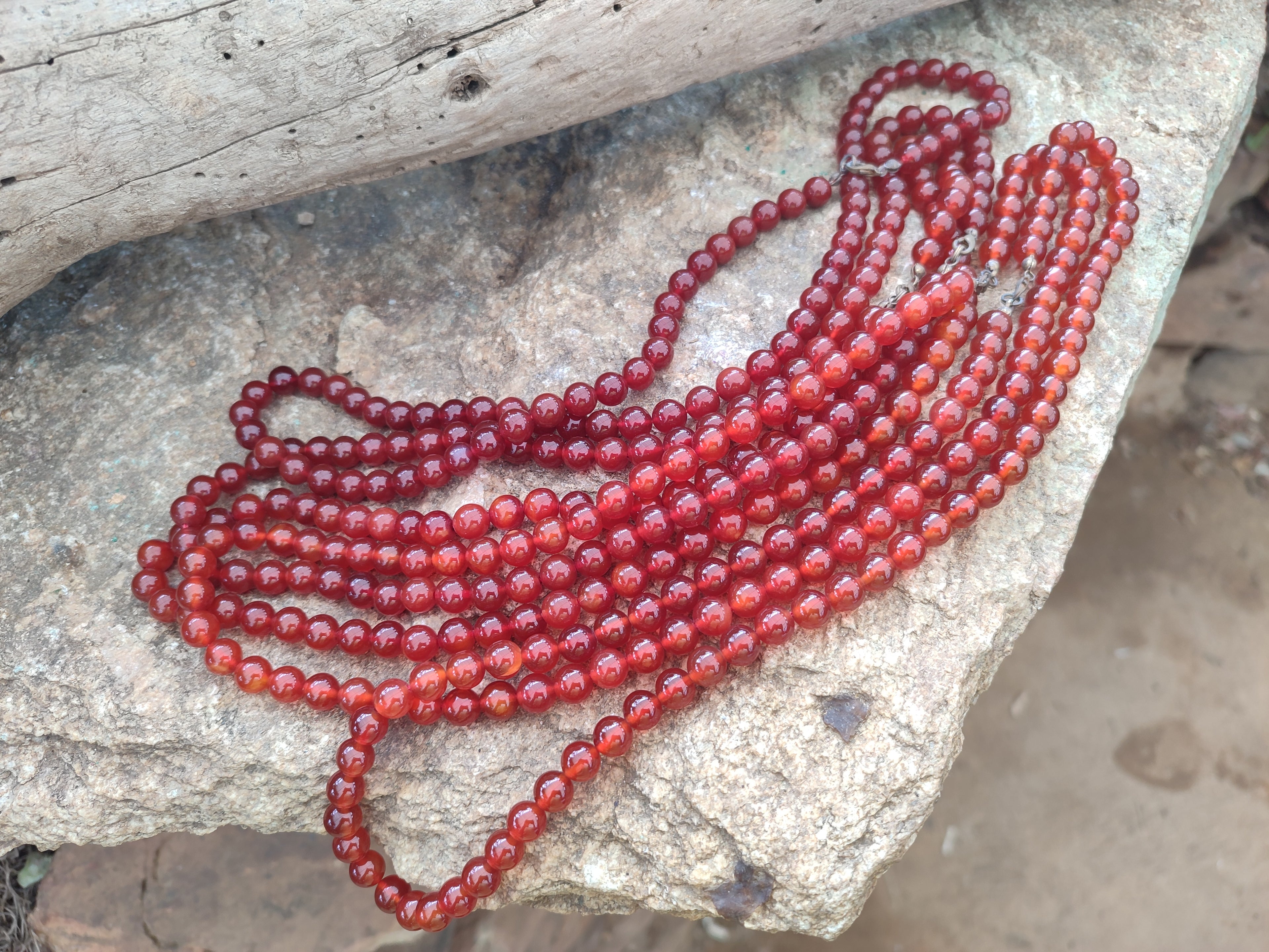 Polished Carnelian Agate Ball Shaped Beaded Necklace - Sold per Item - From Brazil - Toprock Gemstones and Minerals 