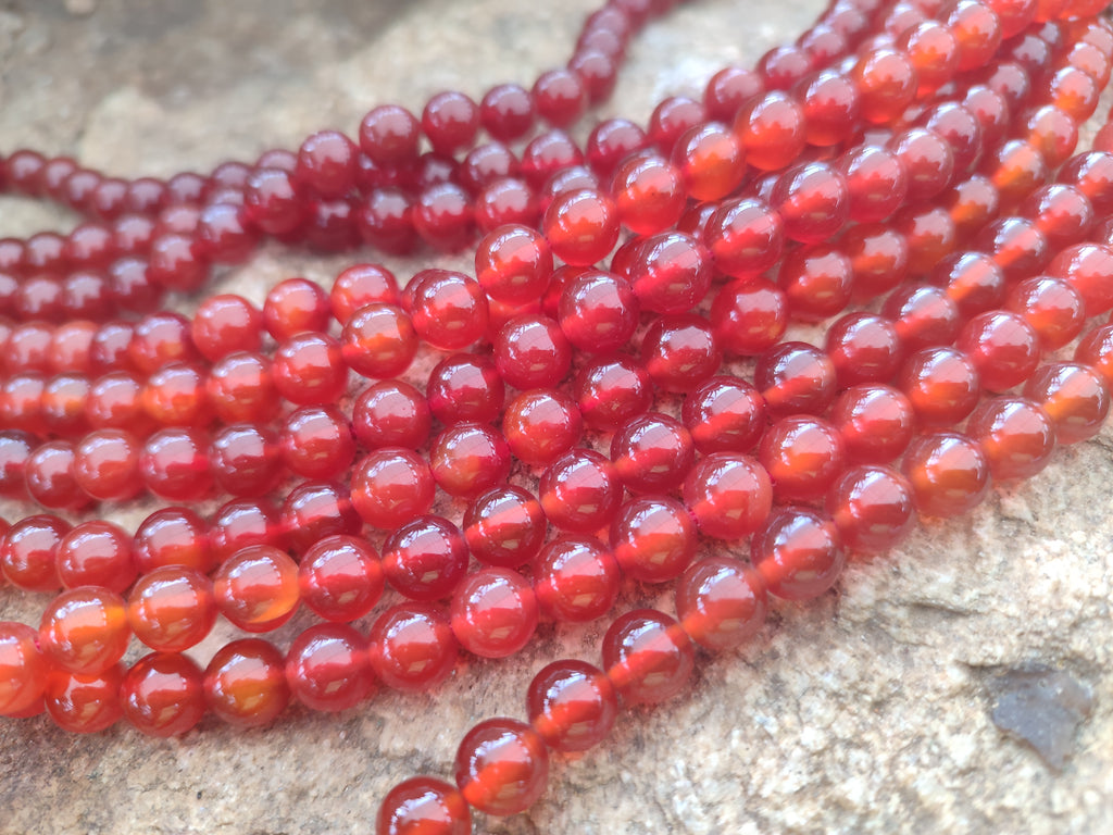 Polished Carnelian Agate Ball Shaped Beaded Necklace - Sold per Item - From Brazil - Toprock Gemstones and Minerals 