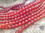 Polished Carnelian Agate Ball Shaped Beaded Necklace - Sold per Item - From Brazil - Toprock Gemstones and Minerals 
