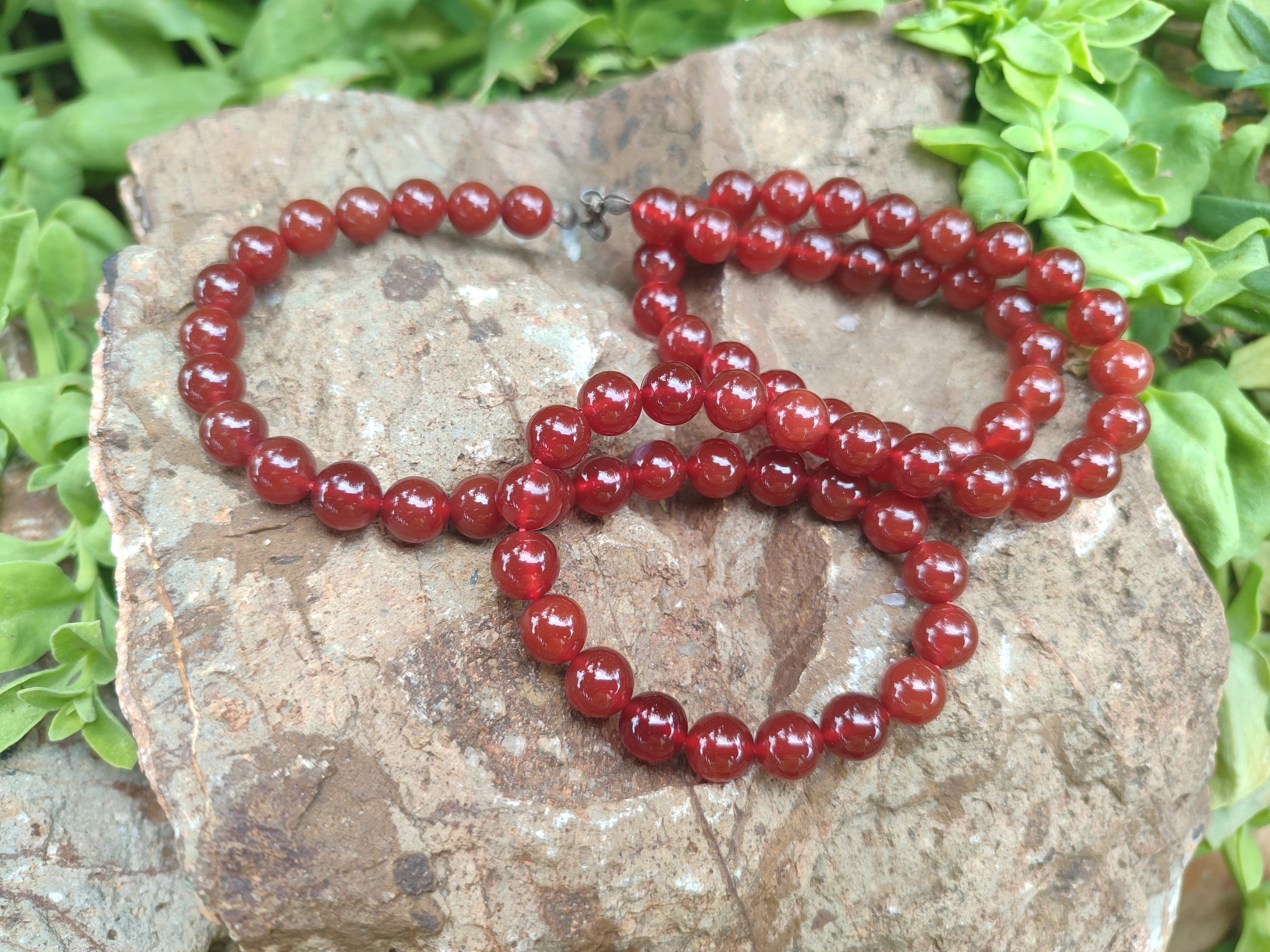 Polished Carnelian Agate Ball Shaped Beaded Necklace - Sold per Item - From Brazil - Toprock Gemstones and Minerals 