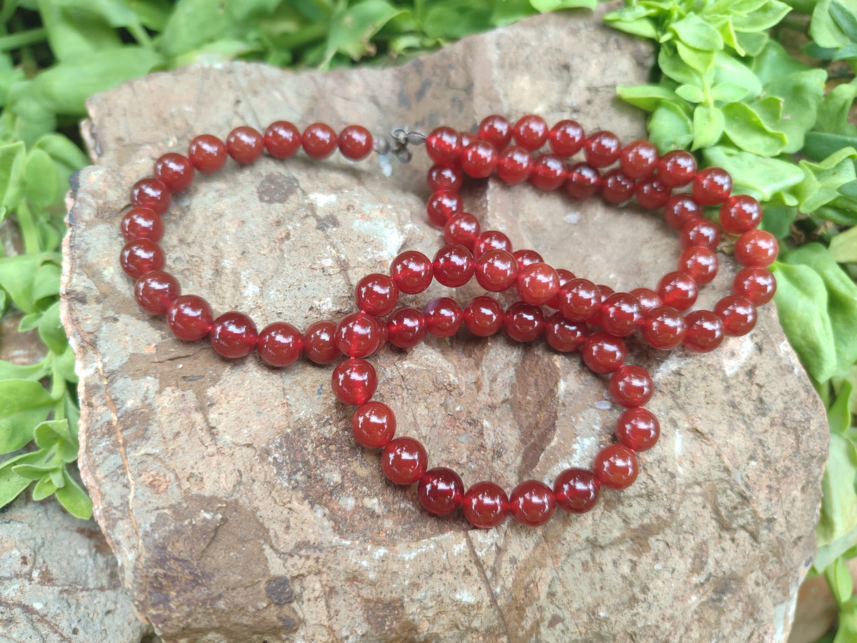 Polished Carnelian Agate Ball Shaped Beaded Necklace - Sold per Item - From Brazil - Toprock Gemstones and Minerals 