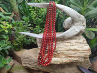 Polished Carnelian Agate Ball Shaped Beaded Necklace - Sold per Item - From Brazil