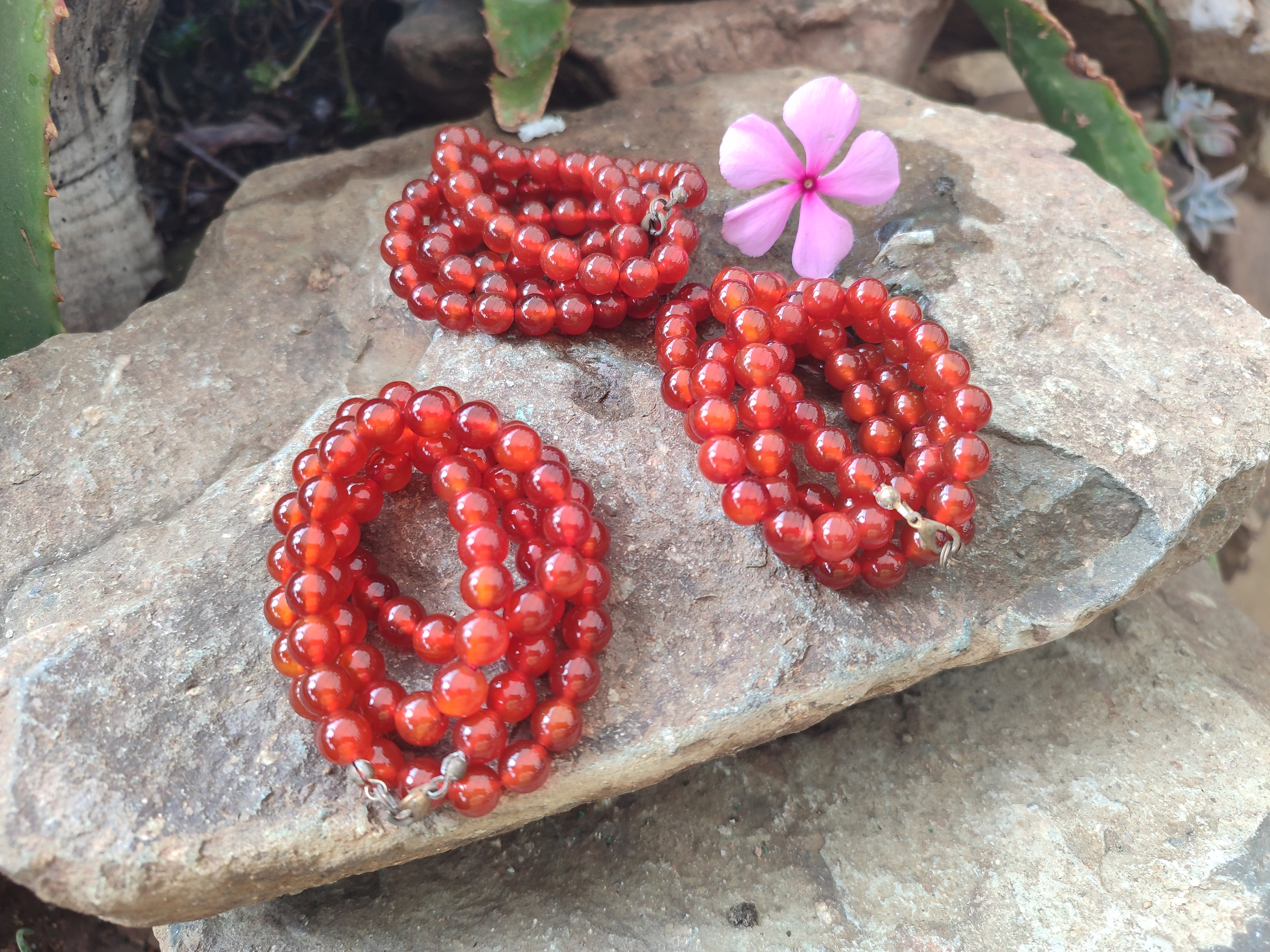 Polished Carnelian Agate Ball Shaped Beaded Necklace - Sold per Item - From Brazil - Toprock Gemstones and Minerals 