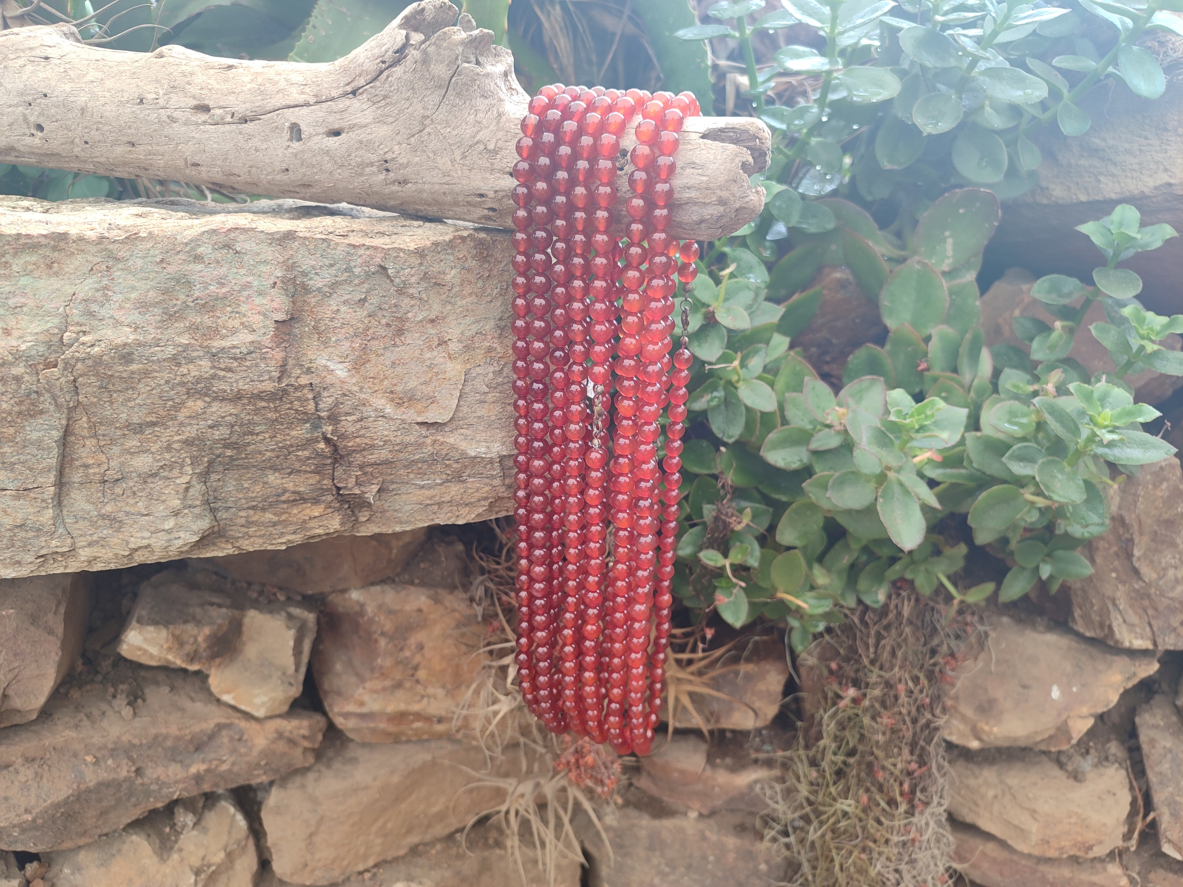 Polished Carnelian Agate Ball Shaped Beaded Necklace - Sold per Item - From Brazil - Toprock Gemstones and Minerals 