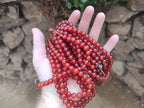 Polished Carnelian Agate Ball Shaped Beaded Necklace - Sold per Item - From Brazil - Toprock Gemstones and Minerals 