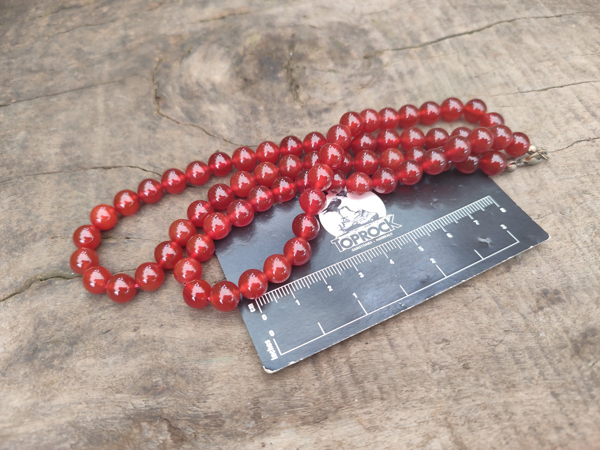 Polished Carnelian Agate Ball Shaped Beaded Necklace - Sold per Item - From Brazil - Toprock Gemstones and Minerals 