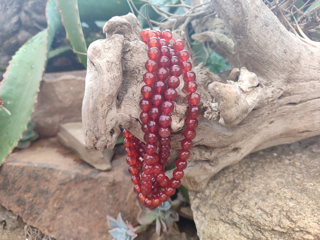 Polished Carnelian Agate Ball Shaped Beaded Necklace - Sold per Item - From Brazil - Toprock Gemstones and Minerals 