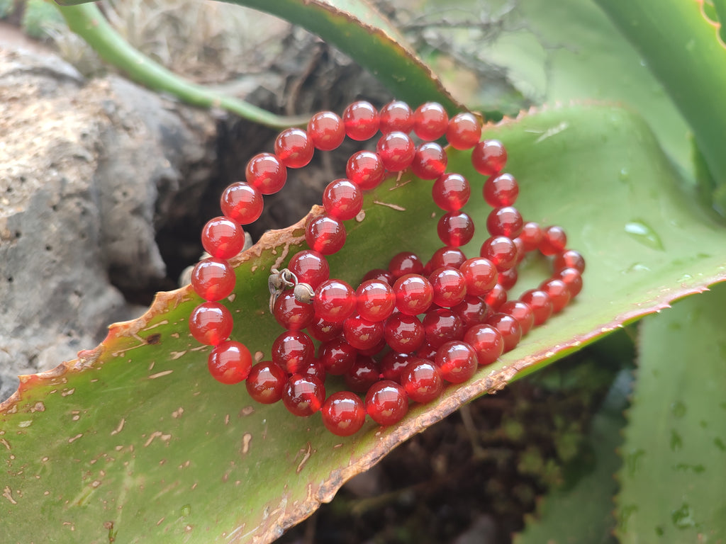 Polished Carnelian Agate Ball Shaped Beaded Necklace - Sold per Item - From Brazil - Toprock Gemstones and Minerals 