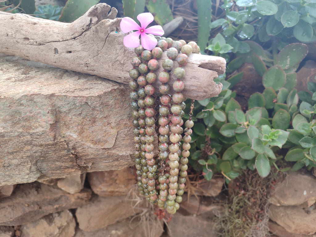 Polished Unakite Beaded Necklace - Sold Per Item - From South Africa - Toprock Gemstones and Minerals 