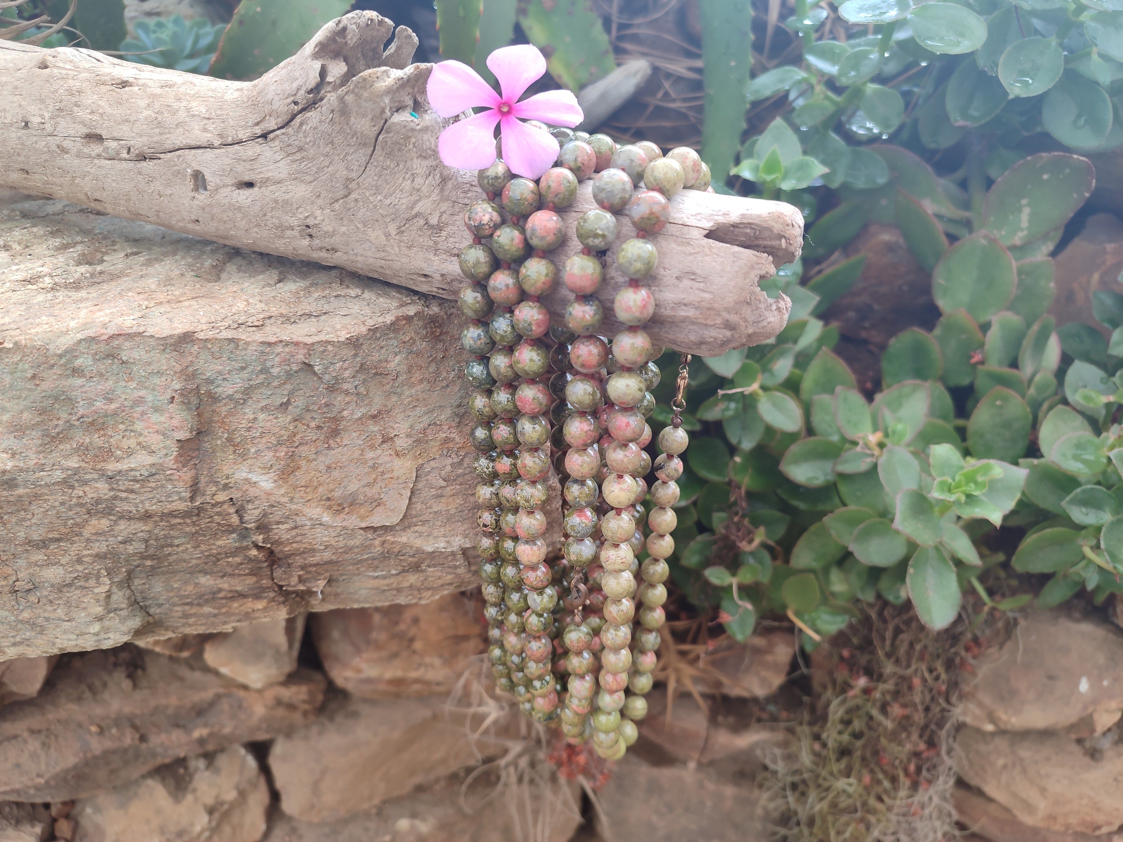 Polished Unakite Beaded Necklace - Sold Per Item - From South Africa - Toprock Gemstones and Minerals 