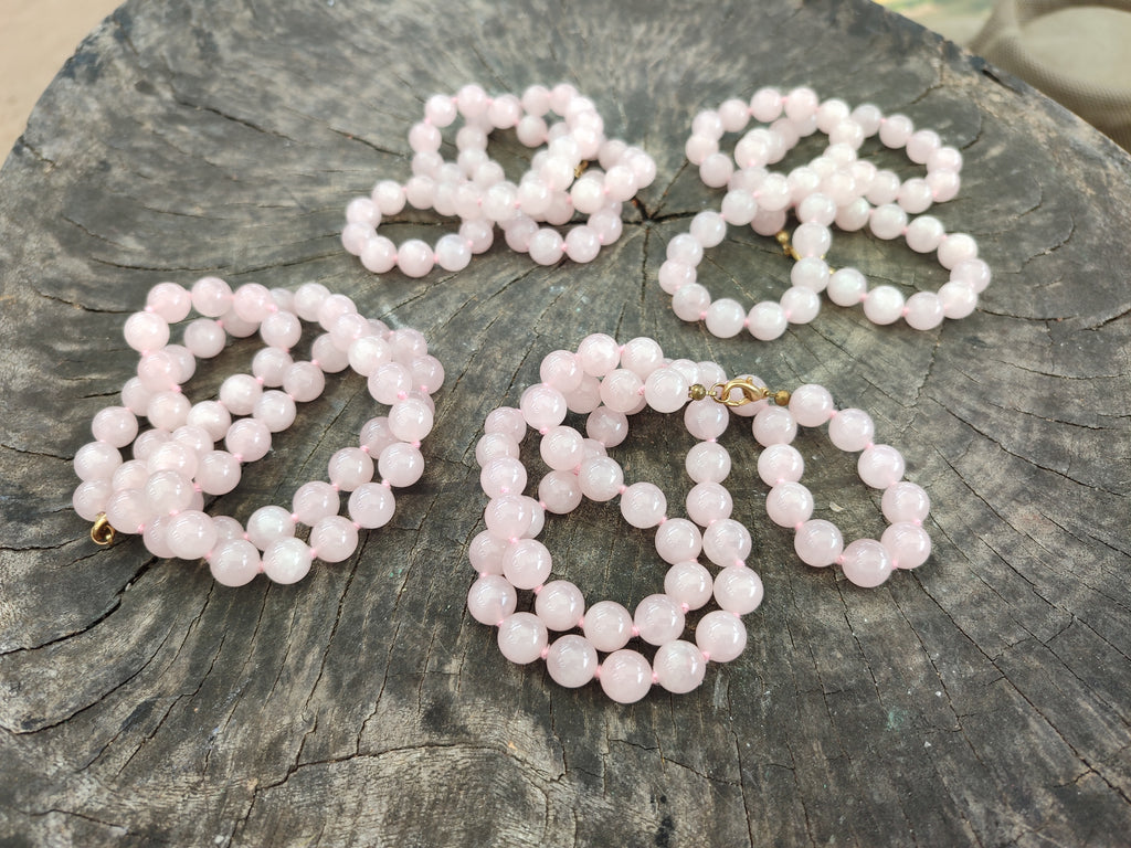 Polished Rose Quartz Ball Shaped Bead Necklace - Sold Per Item - From Madagascar - Toprock Gemstones and Minerals 