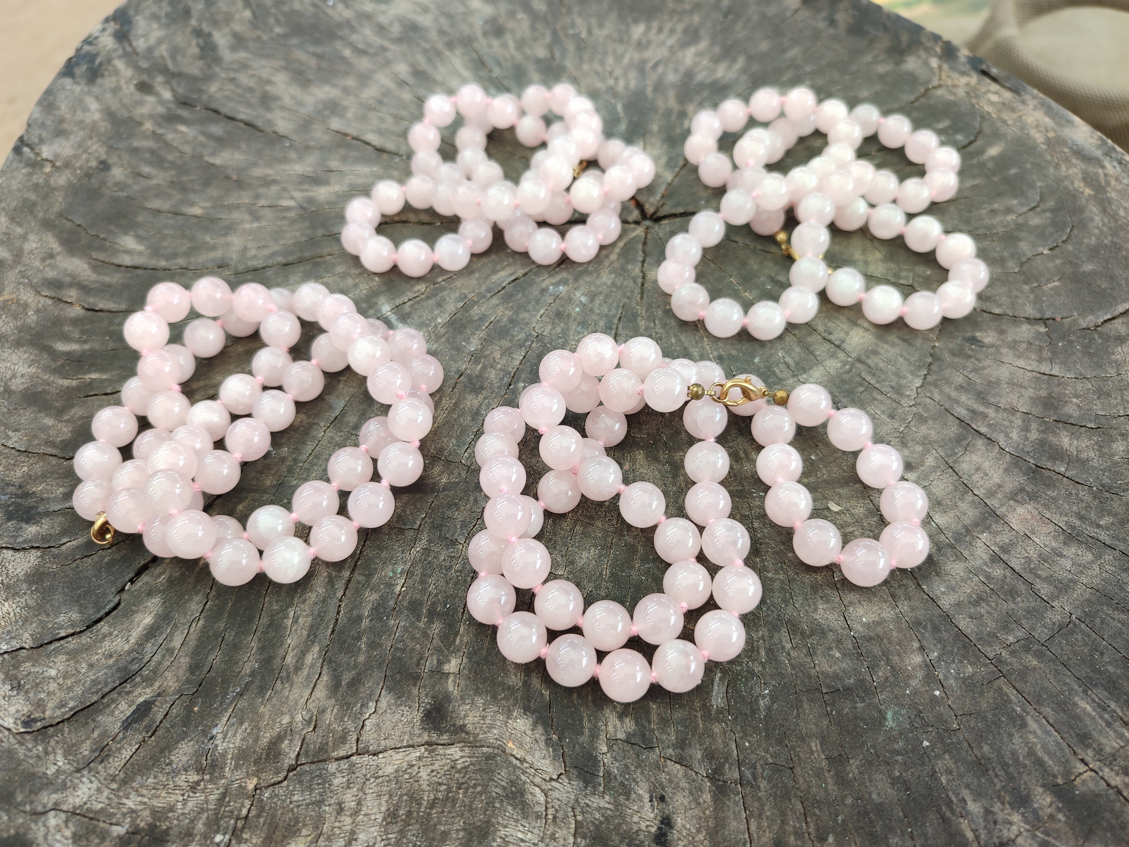 Polished Rose Quartz Ball Shaped Bead Necklace - Sold Per Item - From Madagascar - Toprock Gemstones and Minerals 
