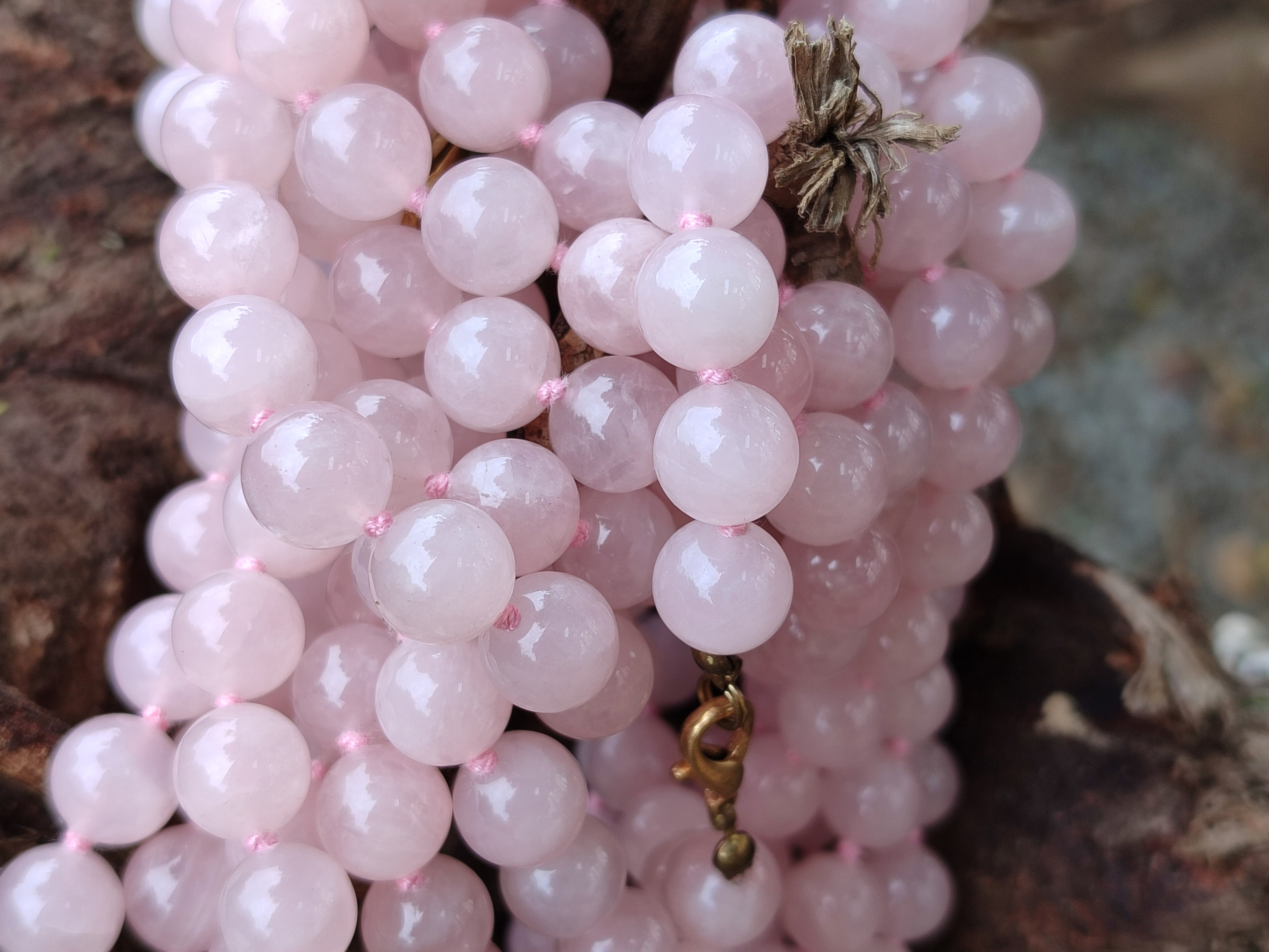 Polished Rose Quartz Ball Shaped Bead Necklace - Sold Per Item - From Madagascar - Toprock Gemstones and Minerals 
