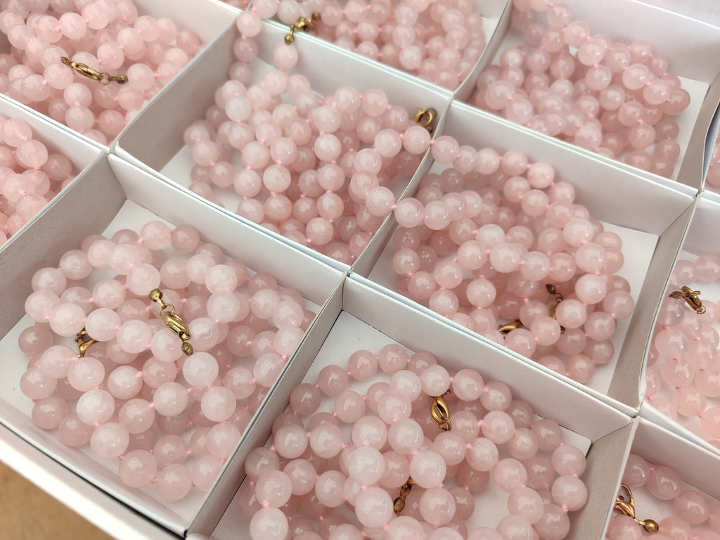 Polished Rose Quartz Ball Shaped Bead Necklace - Sold Per Item - From Madagascar - Toprock Gemstones and Minerals 