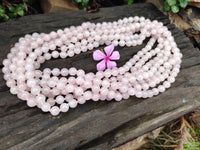 Polished Rose Quartz Ball Shaped Bead Necklace - Sold Per Item - From Madagascar