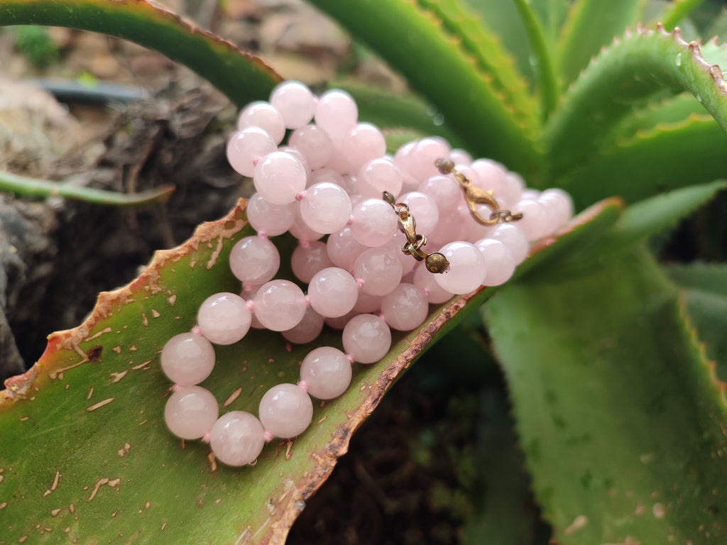 Polished Rose Quartz Ball Shaped Bead Necklace - Sold Per Item - From Madagascar - Toprock Gemstones and Minerals 