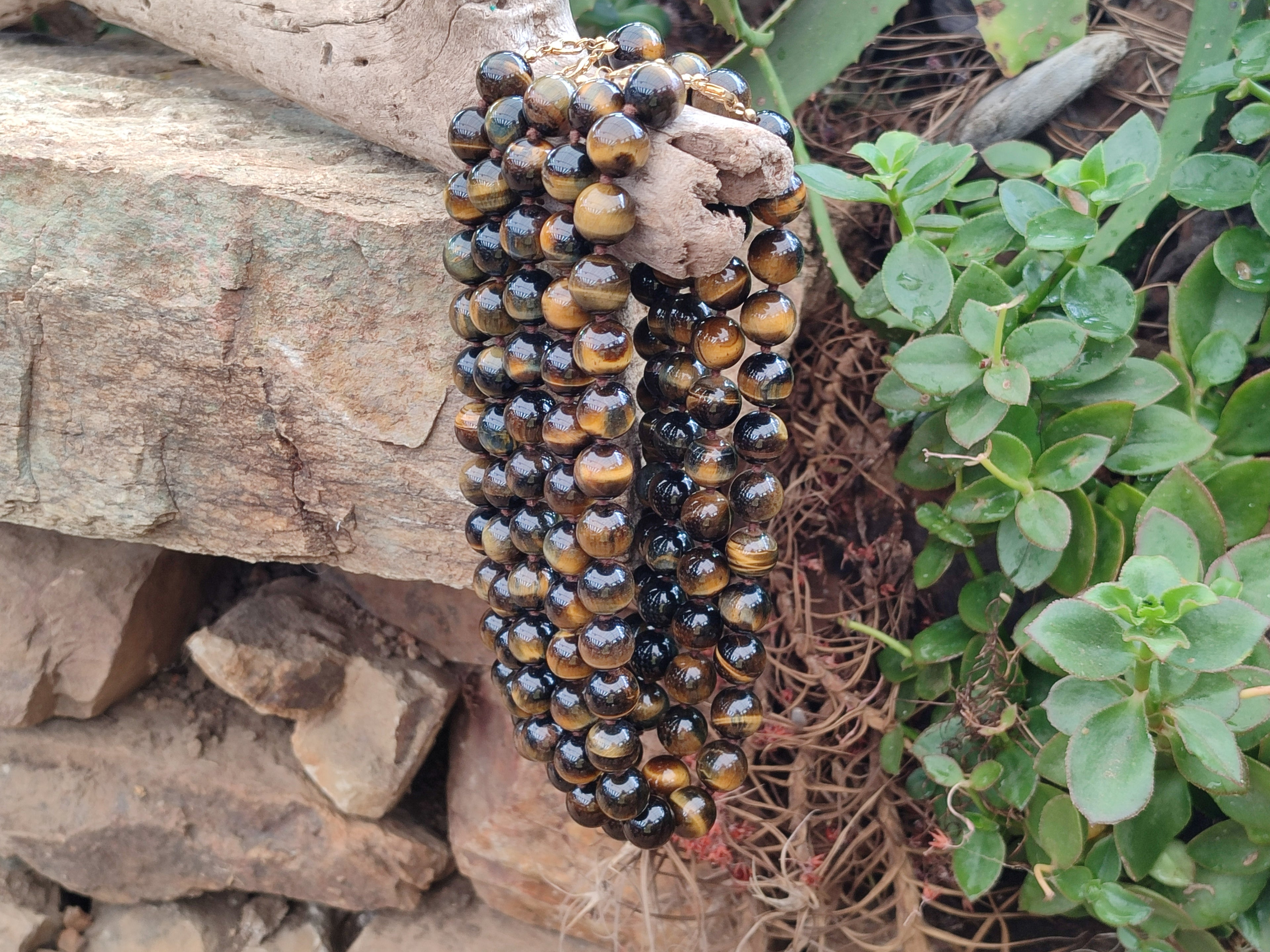 Polished Golden Tigers Eye Bead Necklaces - Sold Per Item - From South Africa - Toprock Gemstones and Minerals 
