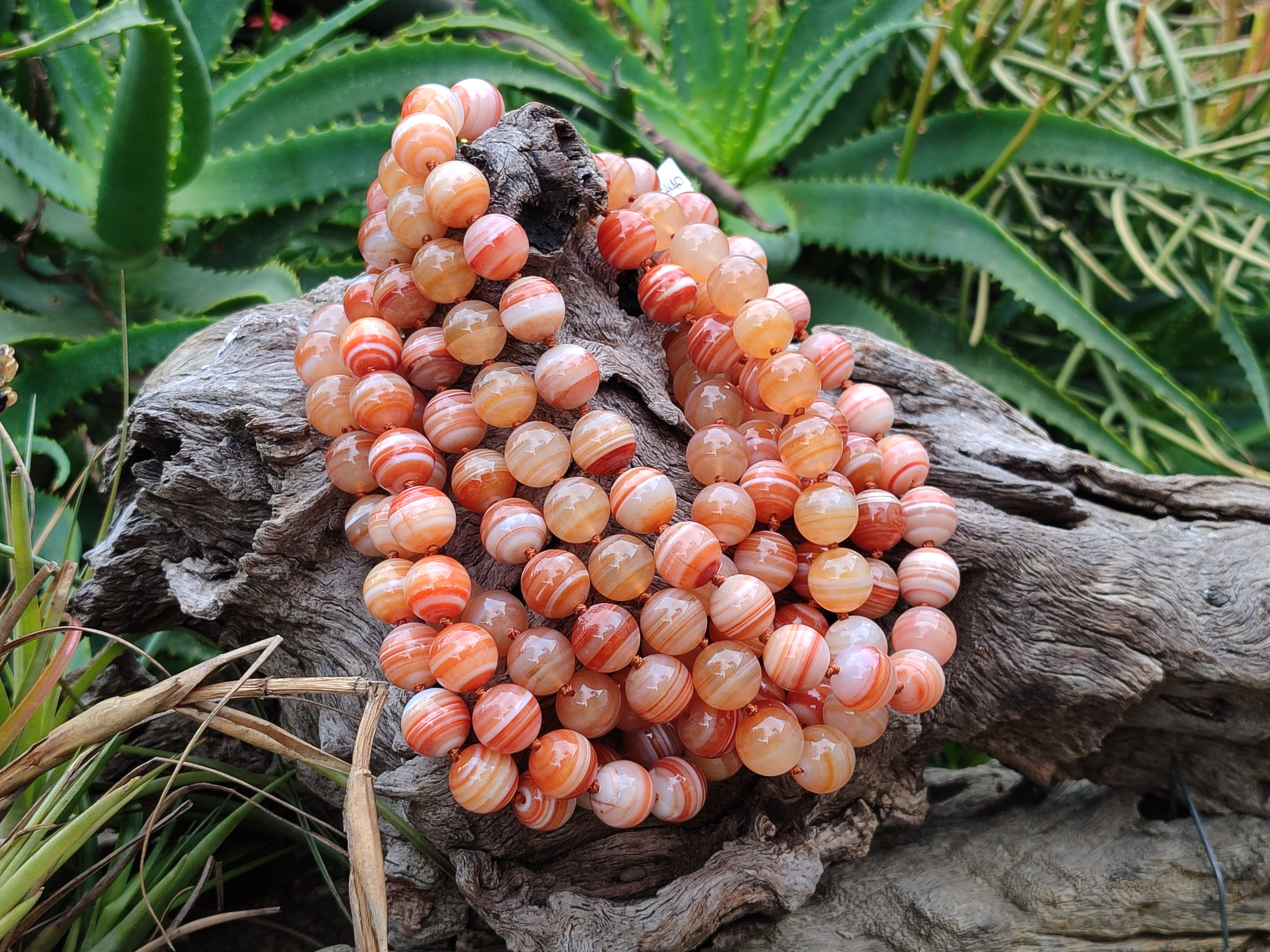 Polished Red Banded Sardonyx Tibetan Agate Bead Necklace - Sold Per Item- From Tibet - Toprock Gemstones and Minerals 