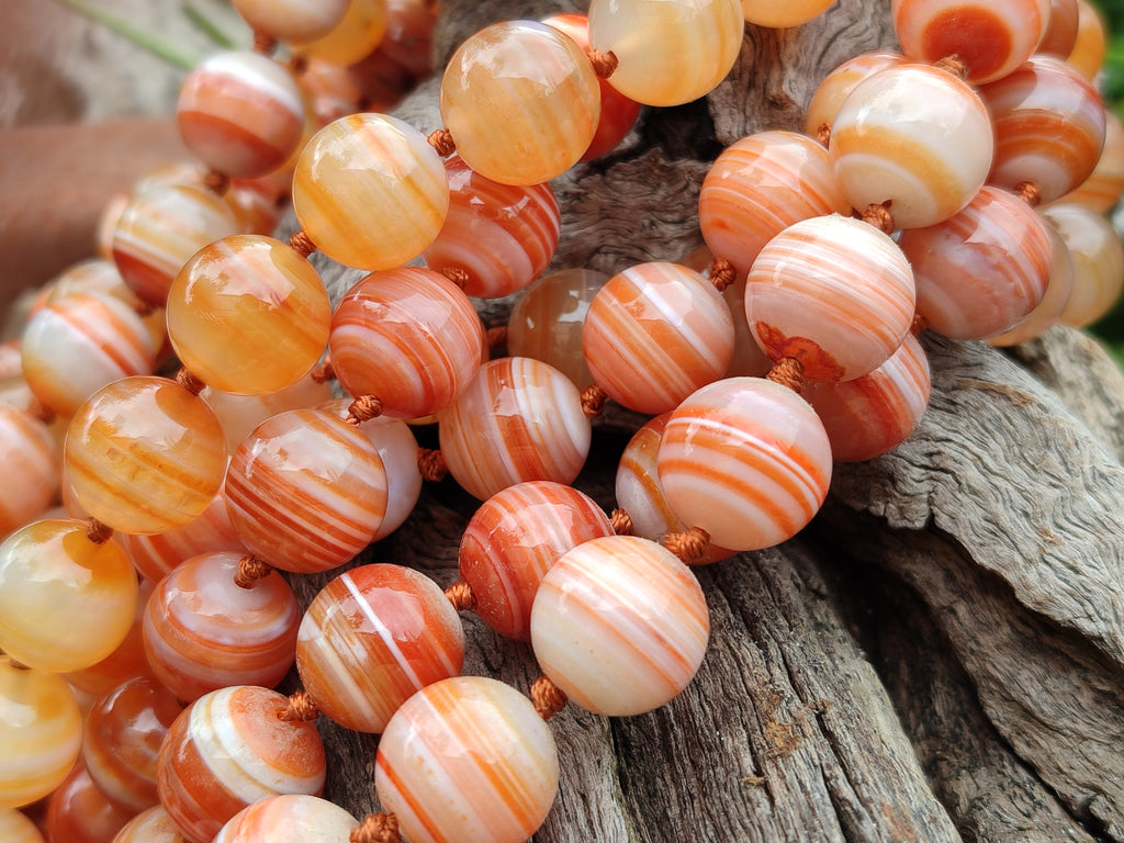 Polished Red Banded Sardonyx Tibetan Agate Bead Necklace - Sold Per Item- From Tibet - Toprock Gemstones and Minerals 