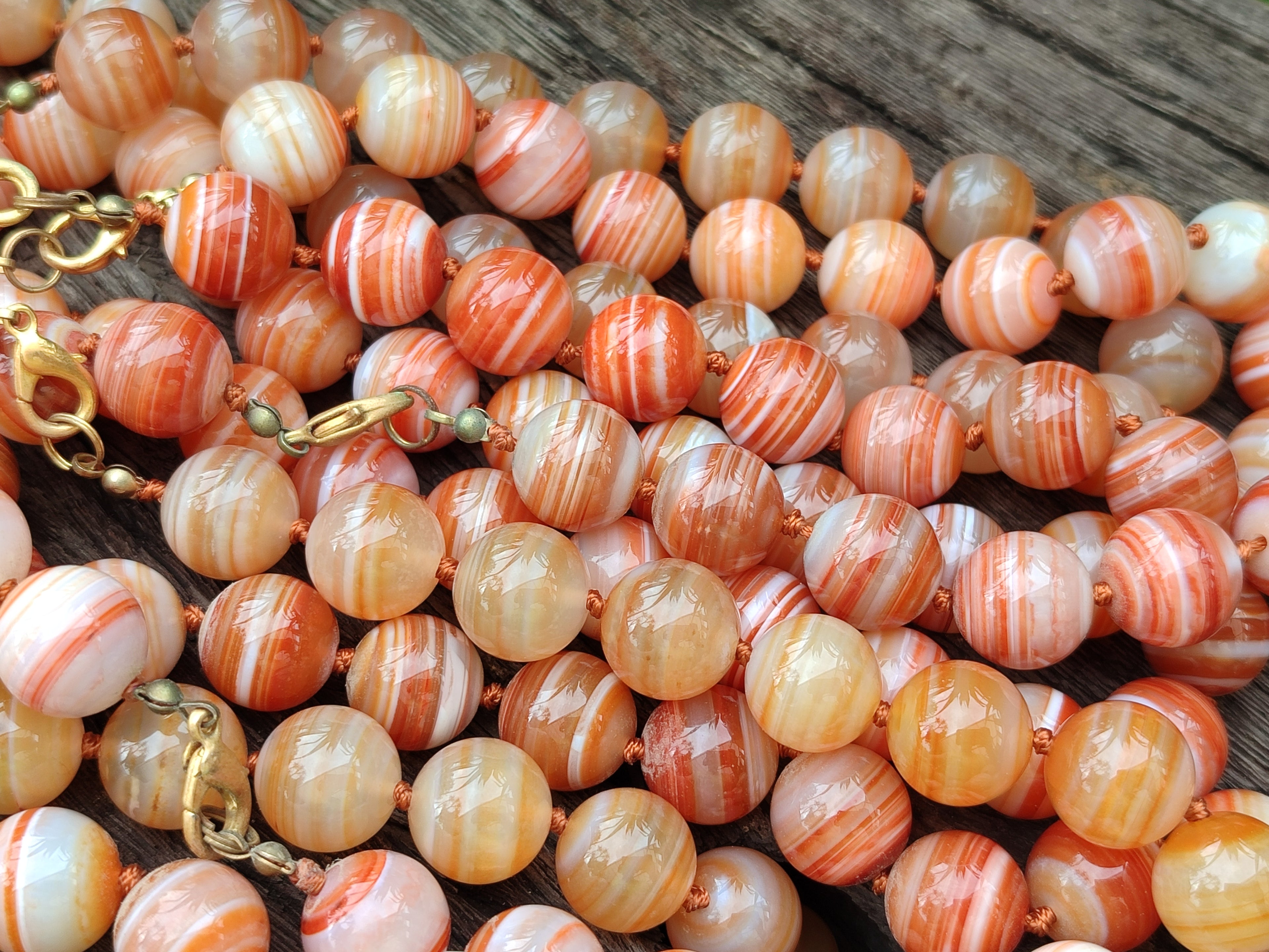Polished Red Banded Sardonyx Tibetan Agate Bead Necklace - Sold Per Item- From Tibet - Toprock Gemstones and Minerals 