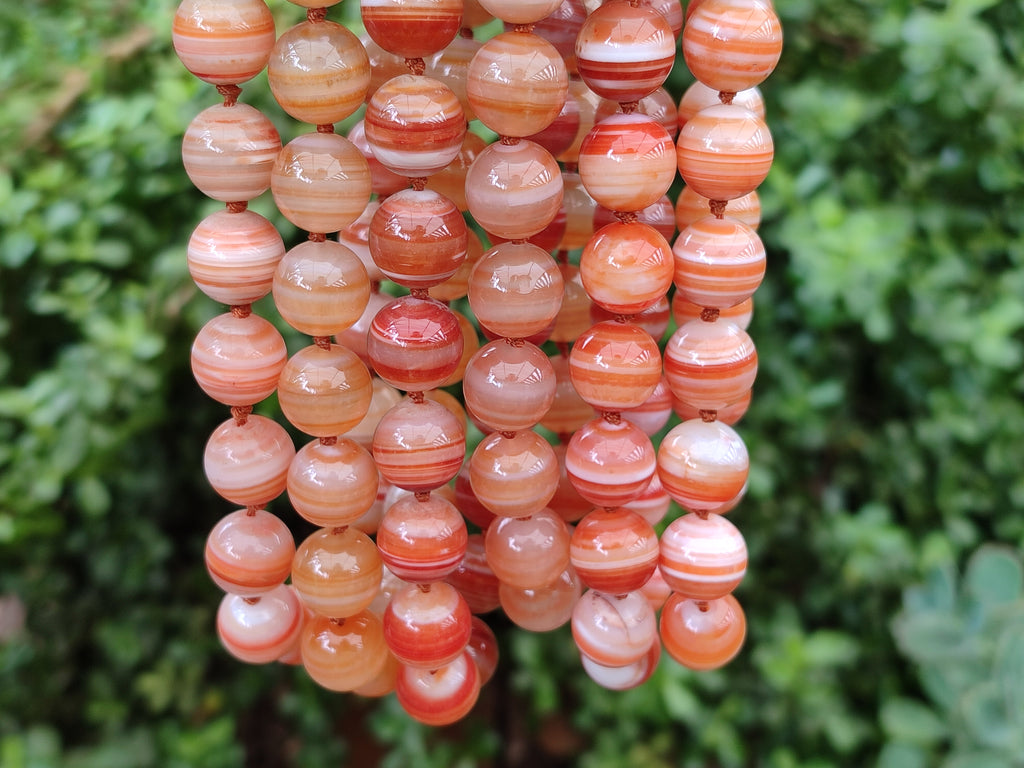 Polished Red Banded Sardonyx Tibetan Agate Bead Necklace - Sold Per Item- From Tibet - Toprock Gemstones and Minerals 