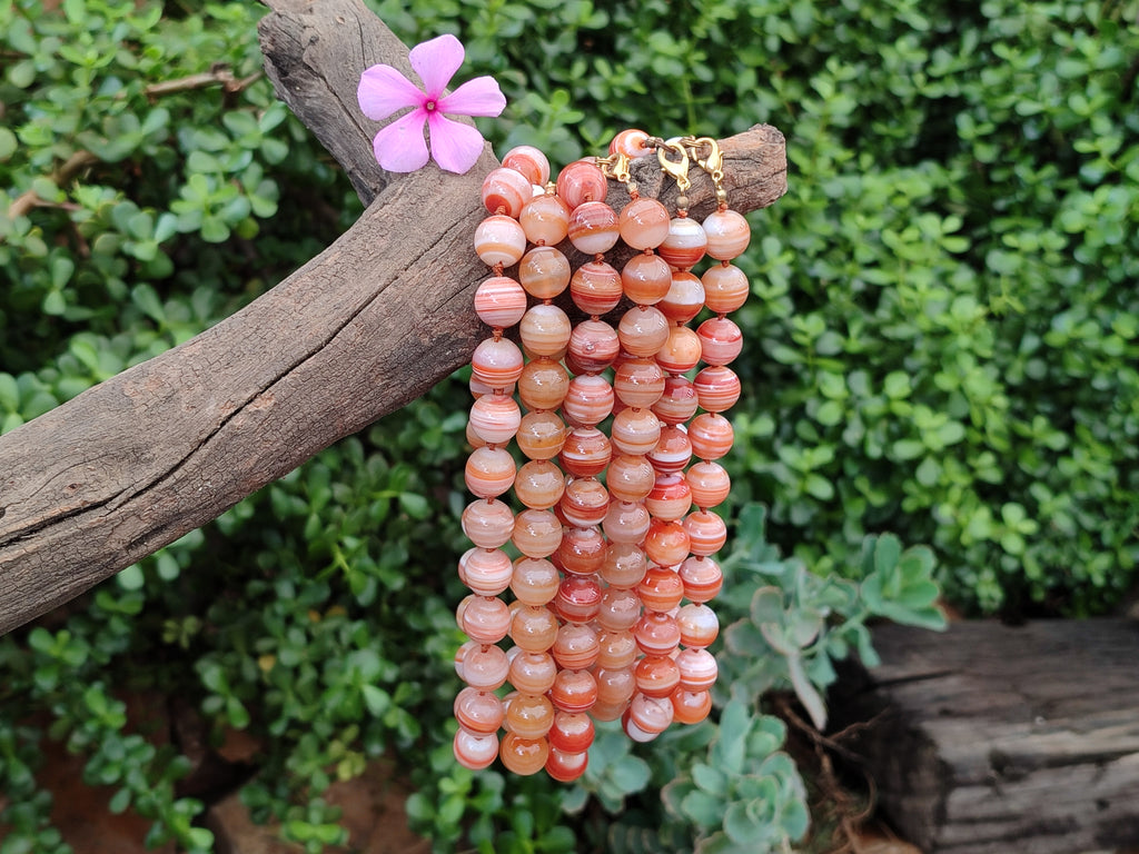 Polished Red Banded Sardonyx Tibetan Agate Bead Necklace - Sold Per Item- From Tibet - Toprock Gemstones and Minerals 
