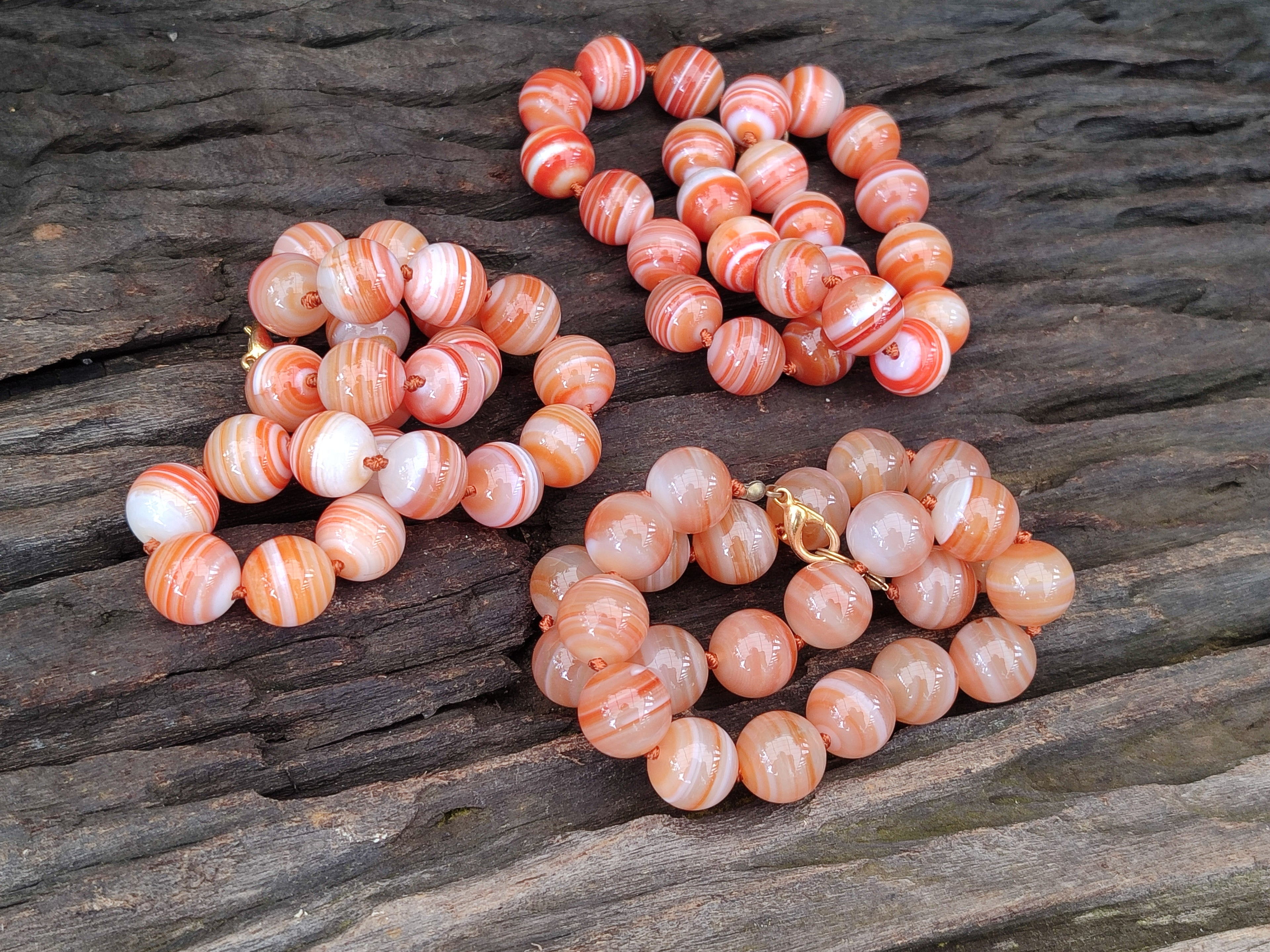 Polished Red Banded Sardonyx Tibetan Agate Bead Necklace - Sold Per Item- From Tibet - Toprock Gemstones and Minerals 