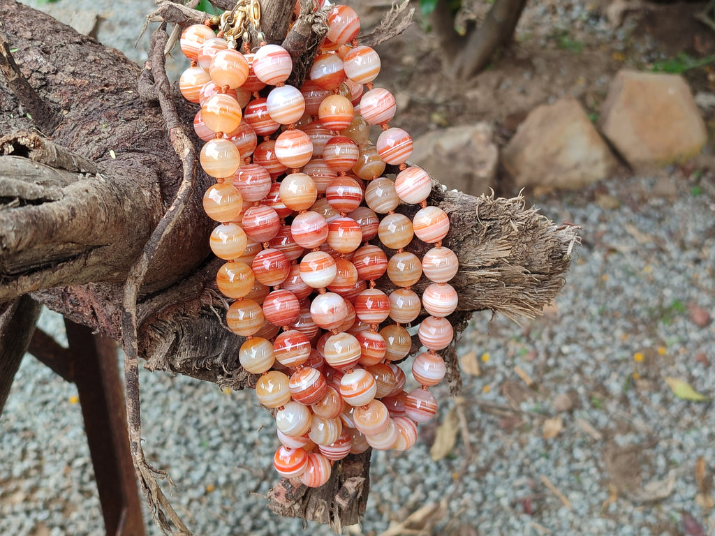 Polished Red Banded Sardonyx Tibetan Agate Bead Necklace - Sold Per Item- From Tibet - Toprock Gemstones and Minerals 