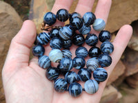 Polished Black Sardonyx Tibetan Agate Bead Necklace - Sold Per Item- From Tibet