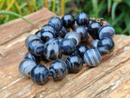 Polished Black Sardonyx Tibetan Agate Bead Necklace - Sold Per Item- From Tibet - Toprock Gemstones and Minerals 