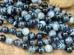 Polished Black Sardonyx Tibetan Agate Bead Necklace - Sold Per Item- From Tibet - Toprock Gemstones and Minerals 