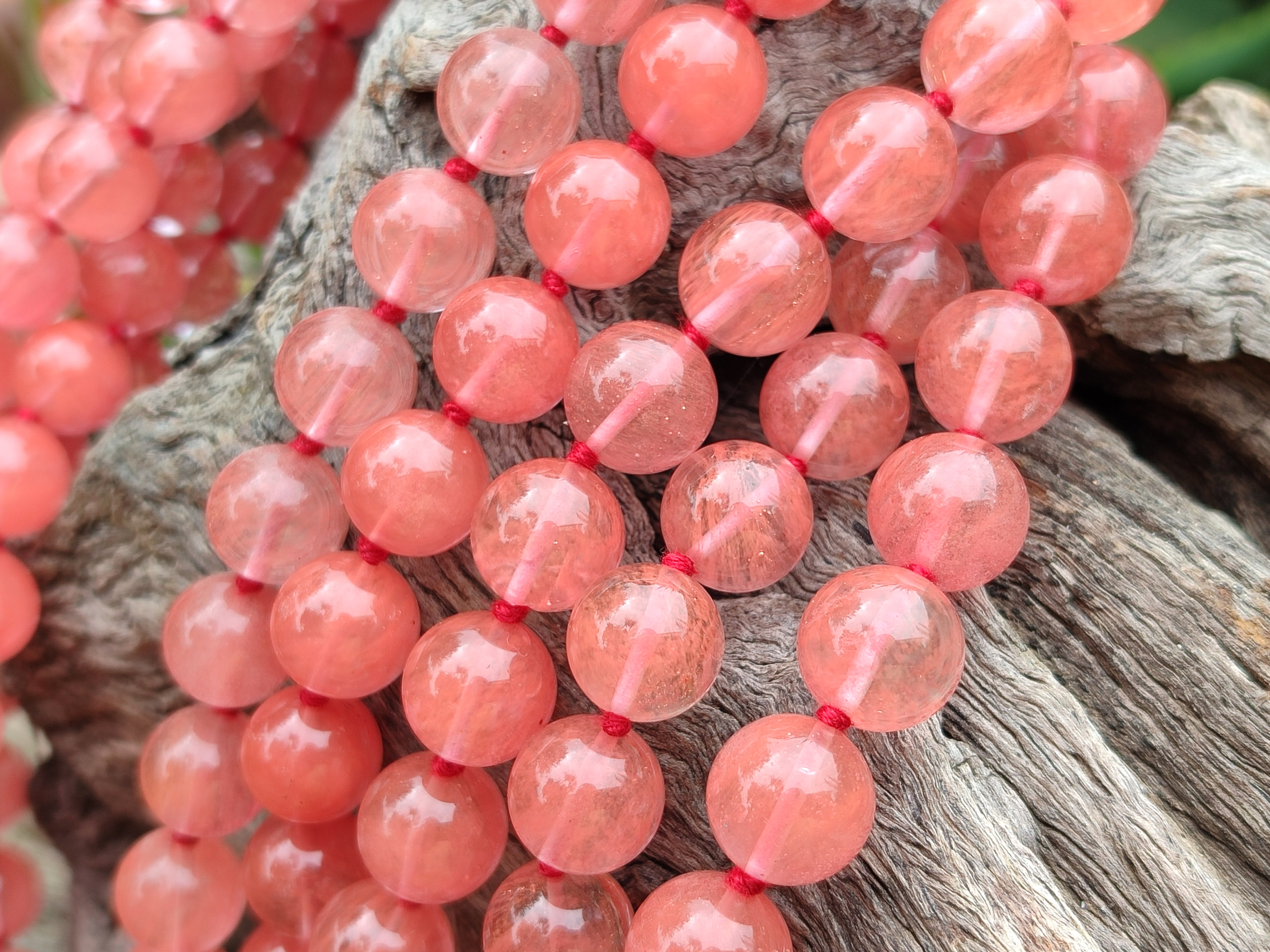 Polished Strawberry Quartz Bead Necklaces - Sold Per Item - From China - Toprock Gemstones and Minerals 