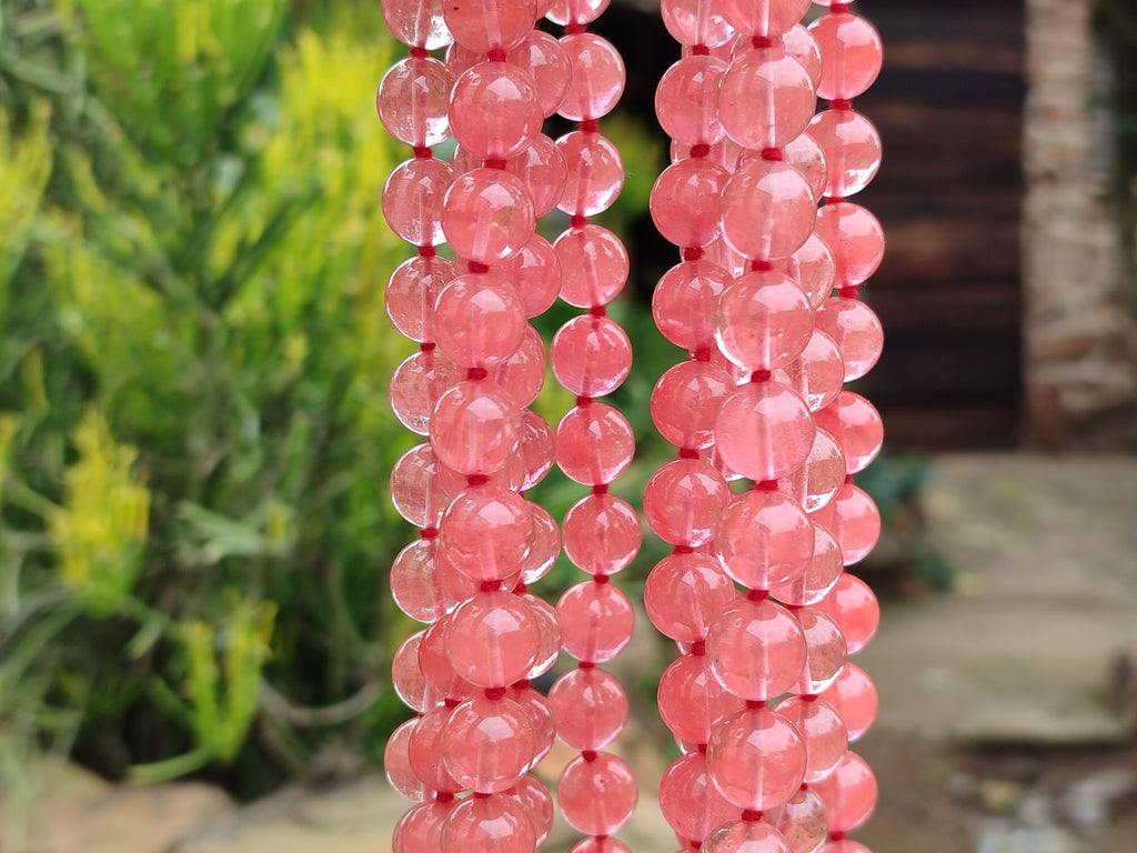 Polished Strawberry Quartz Bead Necklaces - Sold Per Item - From China - Toprock Gemstones and Minerals 