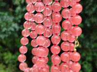 Polished Strawberry Quartz Bead Necklaces - Sold Per Item - From China
