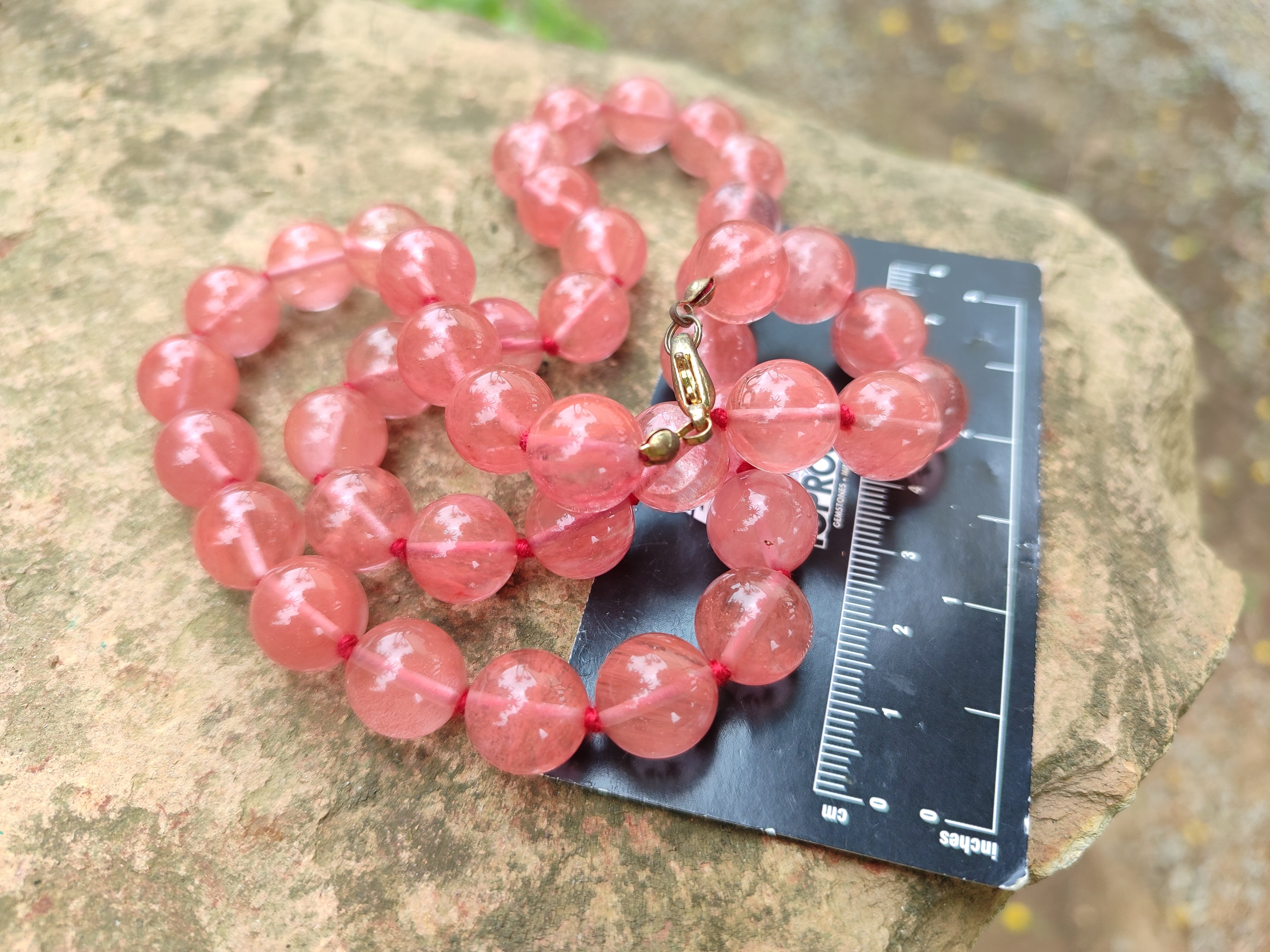 Polished Strawberry Quartz Bead Necklaces - Sold Per Item - From China - Toprock Gemstones and Minerals 