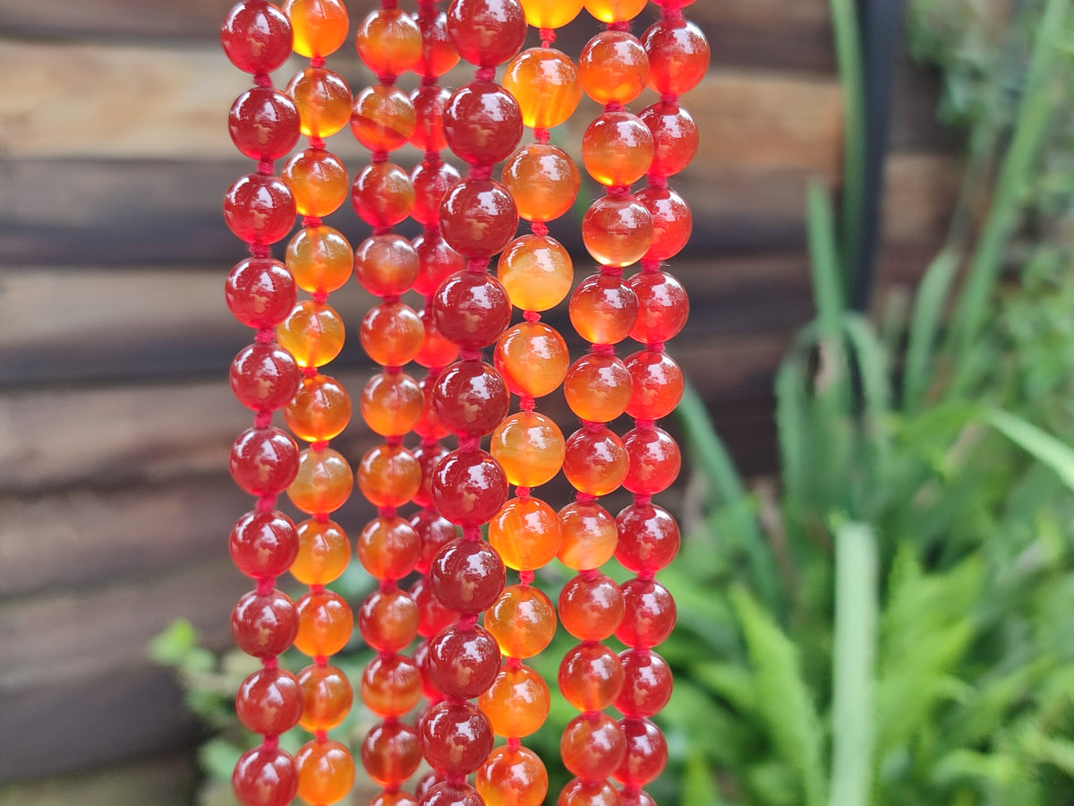 Polished Gem Carnelian Agate Ball Shaped Beaded Necklace - Sold per Item - From Brazil - Toprock Gemstones and Minerals 